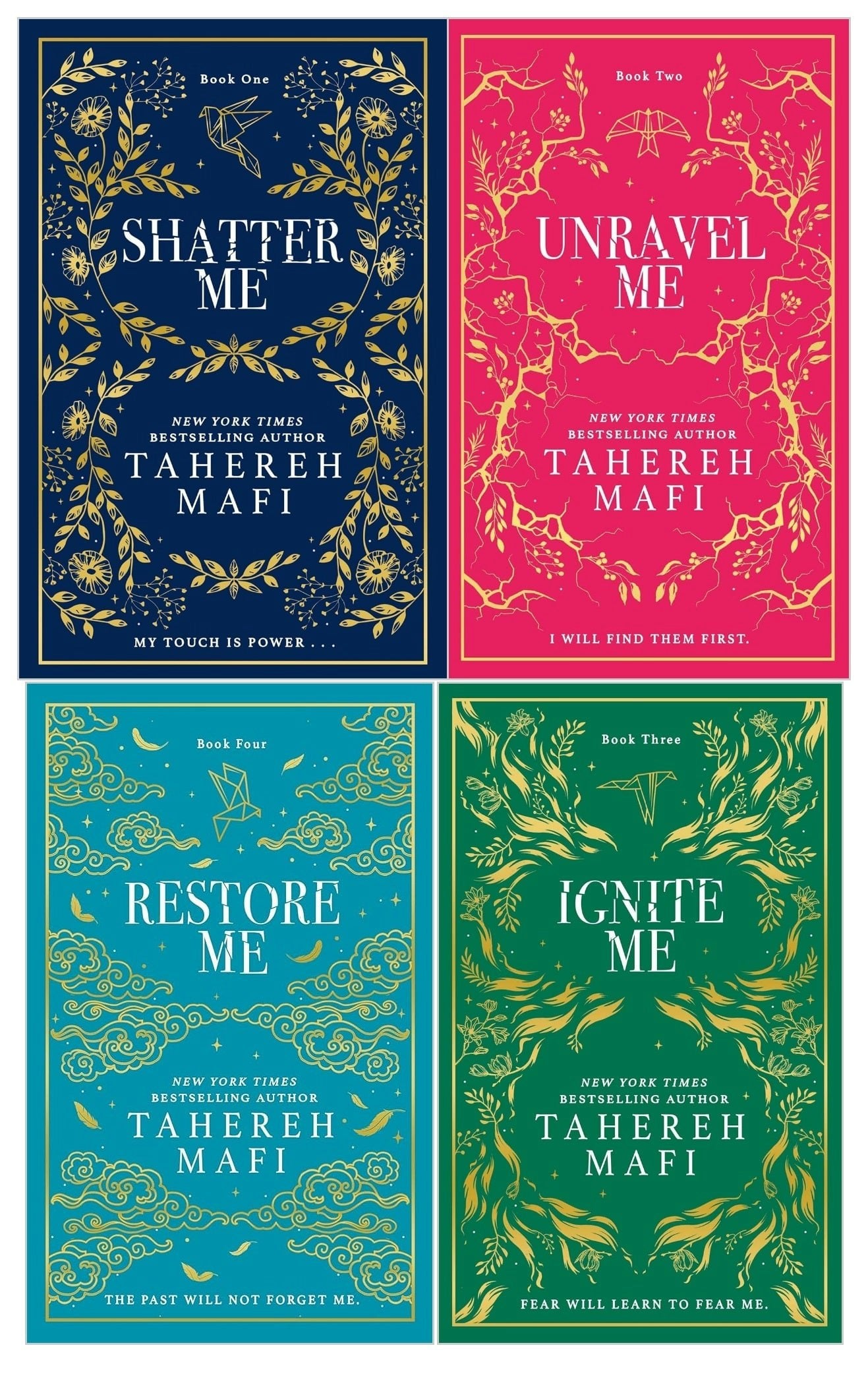 Various Publishers Girls Shatter Me Collectors Edition By Tahereh Mafi 4 Books Collection Set (Shatter Me, Unravel Me, Ignite Me, Restore Me)
