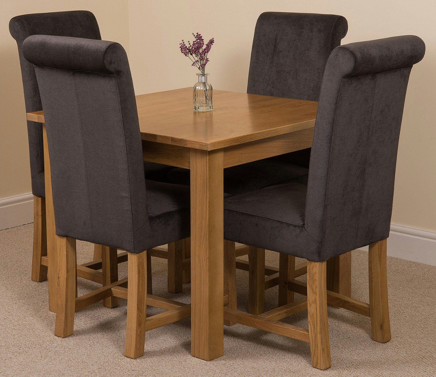 That's Furniture Oslo 90 X 90Cm Square Oak Dining Set With Washington Fabric Chairs - Oak Wood - 1 - 90X90x77cm