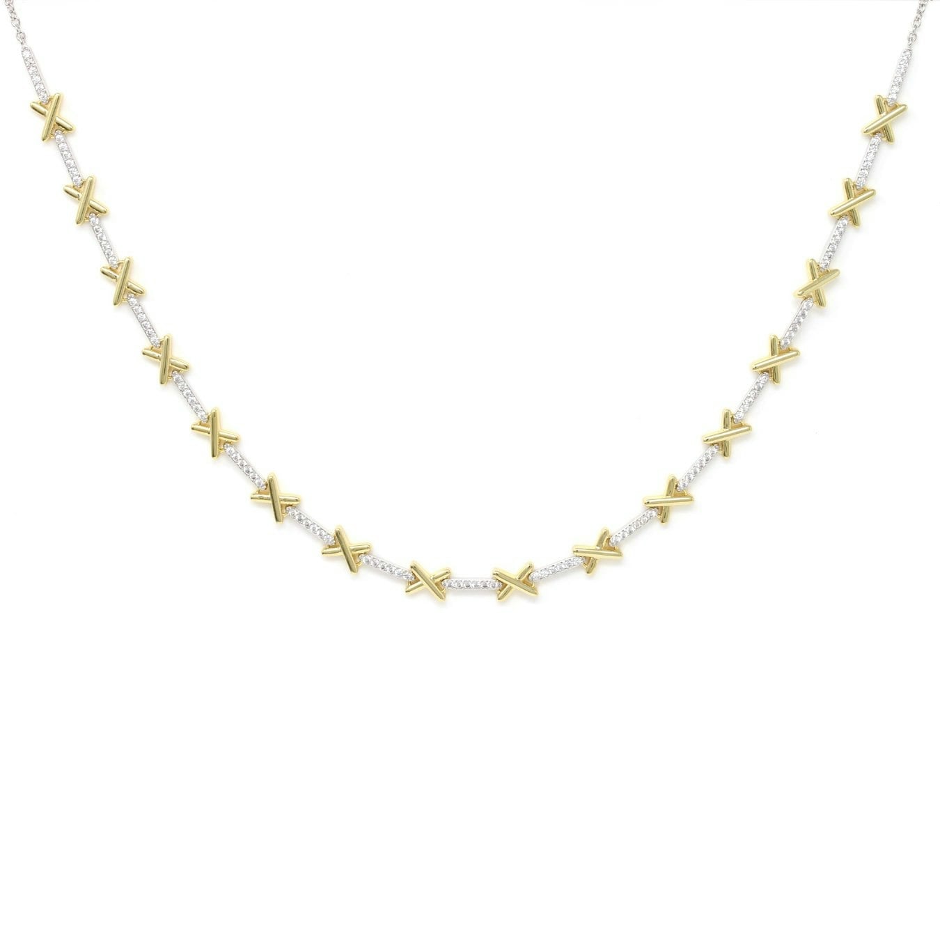 Say It With Silver/Gold Kiss Tennis Necklace - & Plated