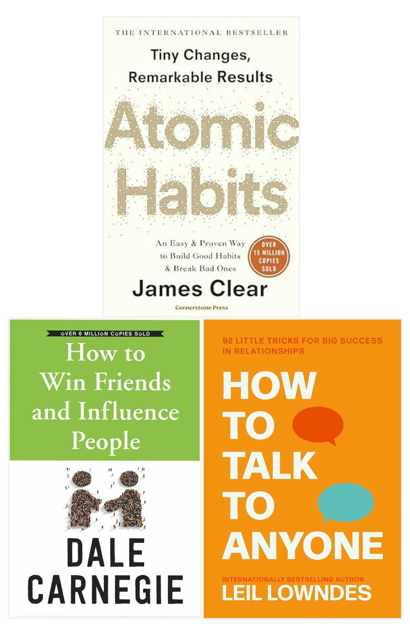 Harpercollins/Cornerstone How To Talk To Anyone, Atomic Habits, How To Win Friends And Influence People 3 Books Collection Set