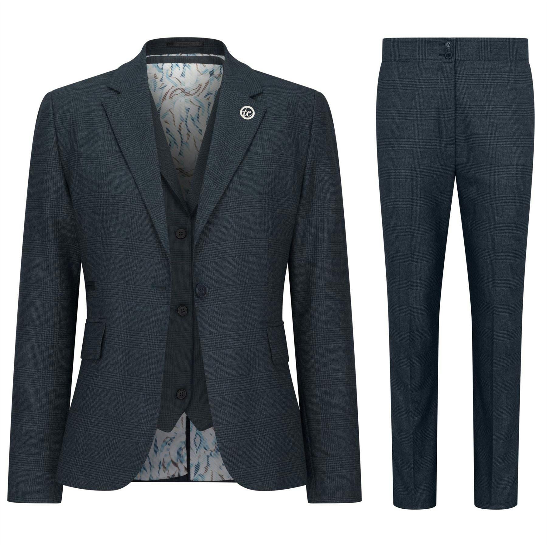 Truclothing Women's Green Olive Three-Piece Tailored Fit Suit In Prince Of Wales Check - Olive - Uk Xs/8 | Eu 34 | Us 4