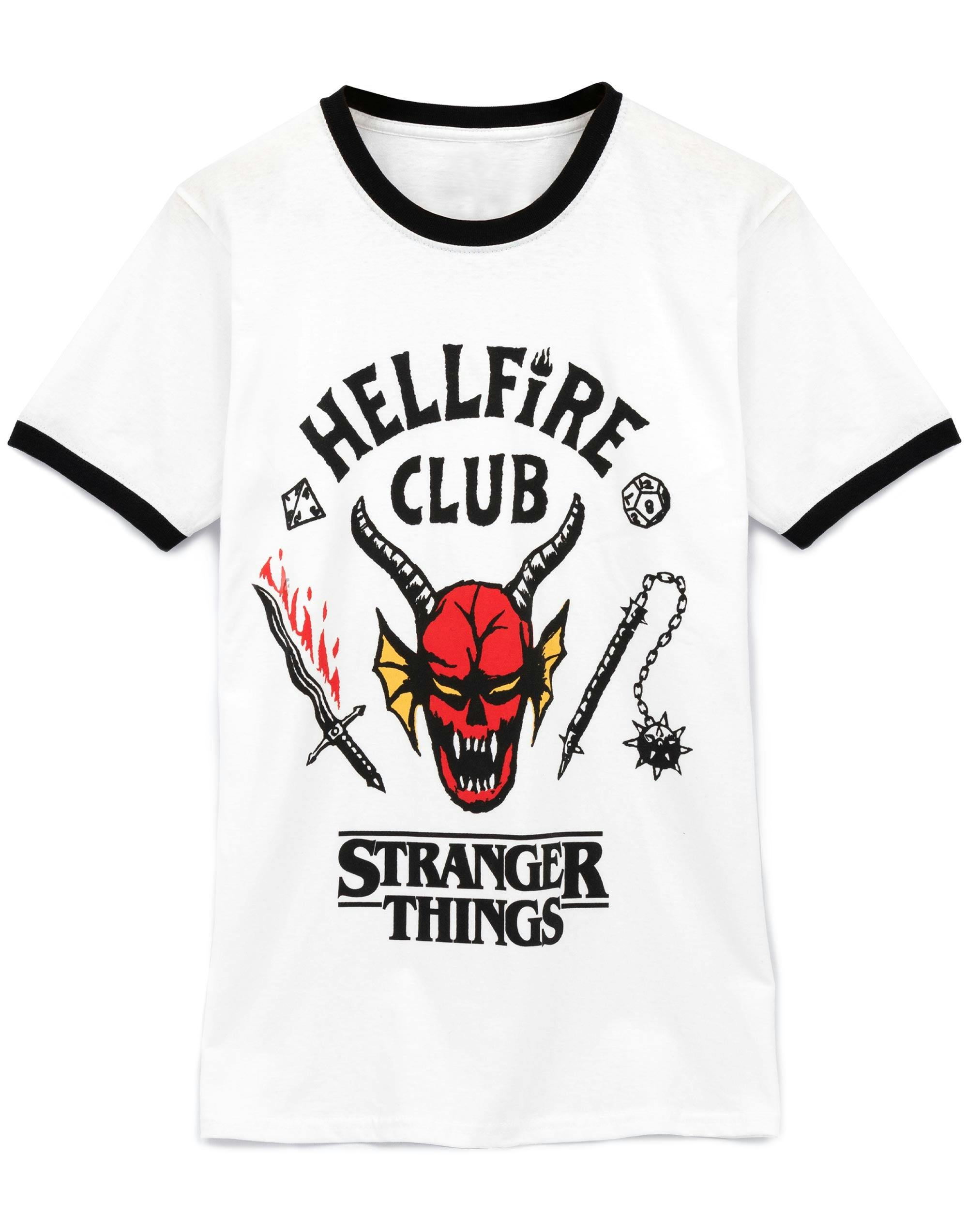 Vanilla Underground Unisex White Stranger Things Hellfire Short Sleeved T-Shirt - Medium