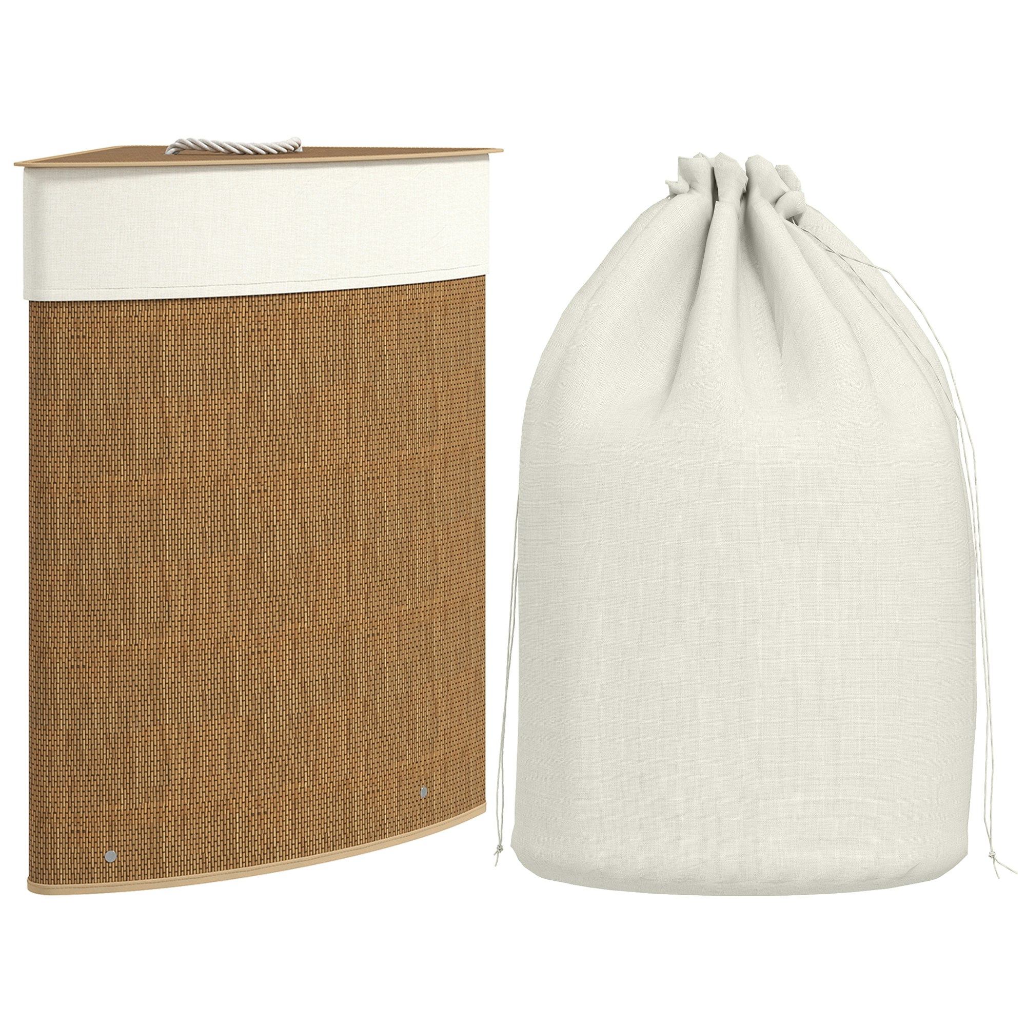 Homcom Brown Laundry Hamper With Removable Washable Liner Bag, 55L