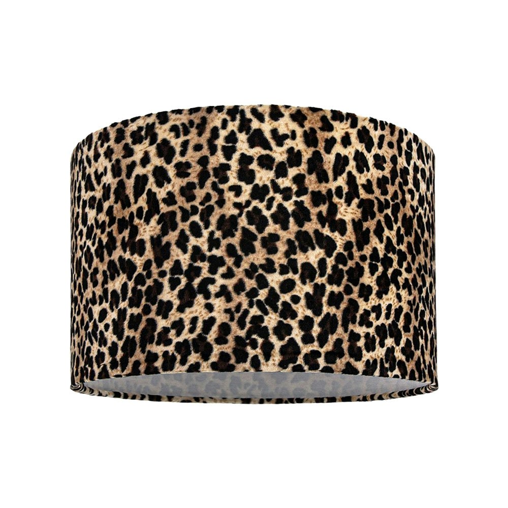 Modern and Distinctive Leopard Print Table or Pendant Lamp Shade in Soft Velvet - 30cm with White Cotton Inner | 60w Maximum by Happy Homewares - Image 2