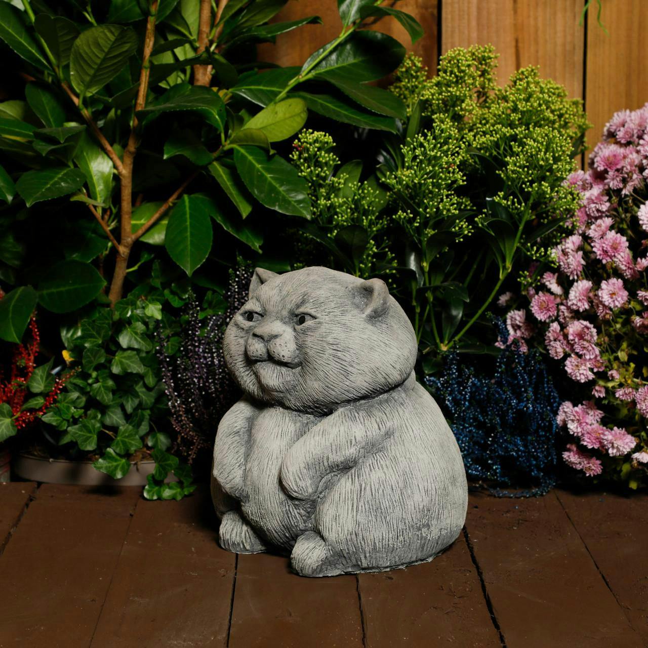 Osn Stone Cast Happy Cat Garden Statue Ornament And Decor