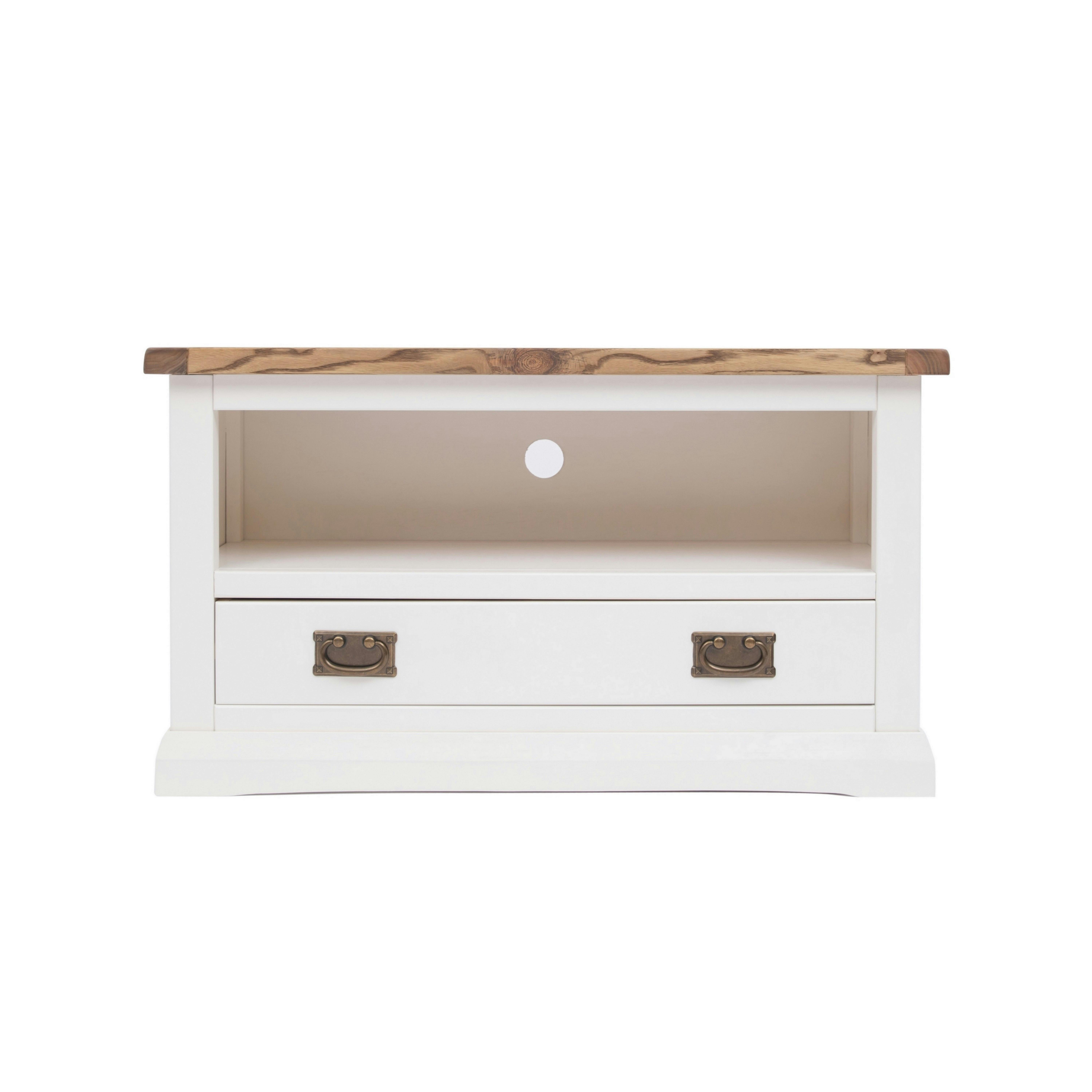 Rackhams White Cosenza Off 1 Drawer Tv Cabinet Brass Drop Handle - Off