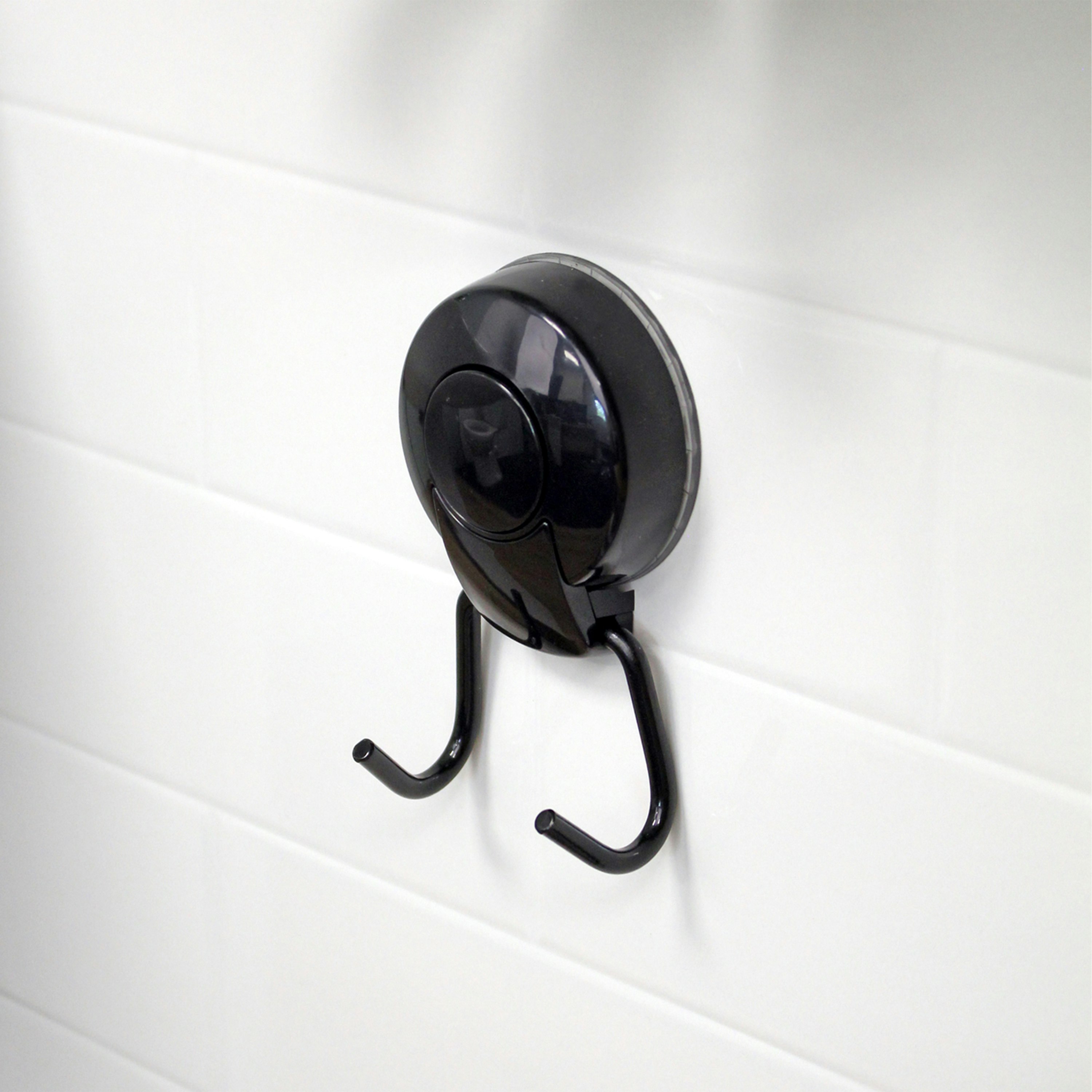 Showerdrape Black Suctionloc Stainless Steel Suction Wall Mounted Robe Hook