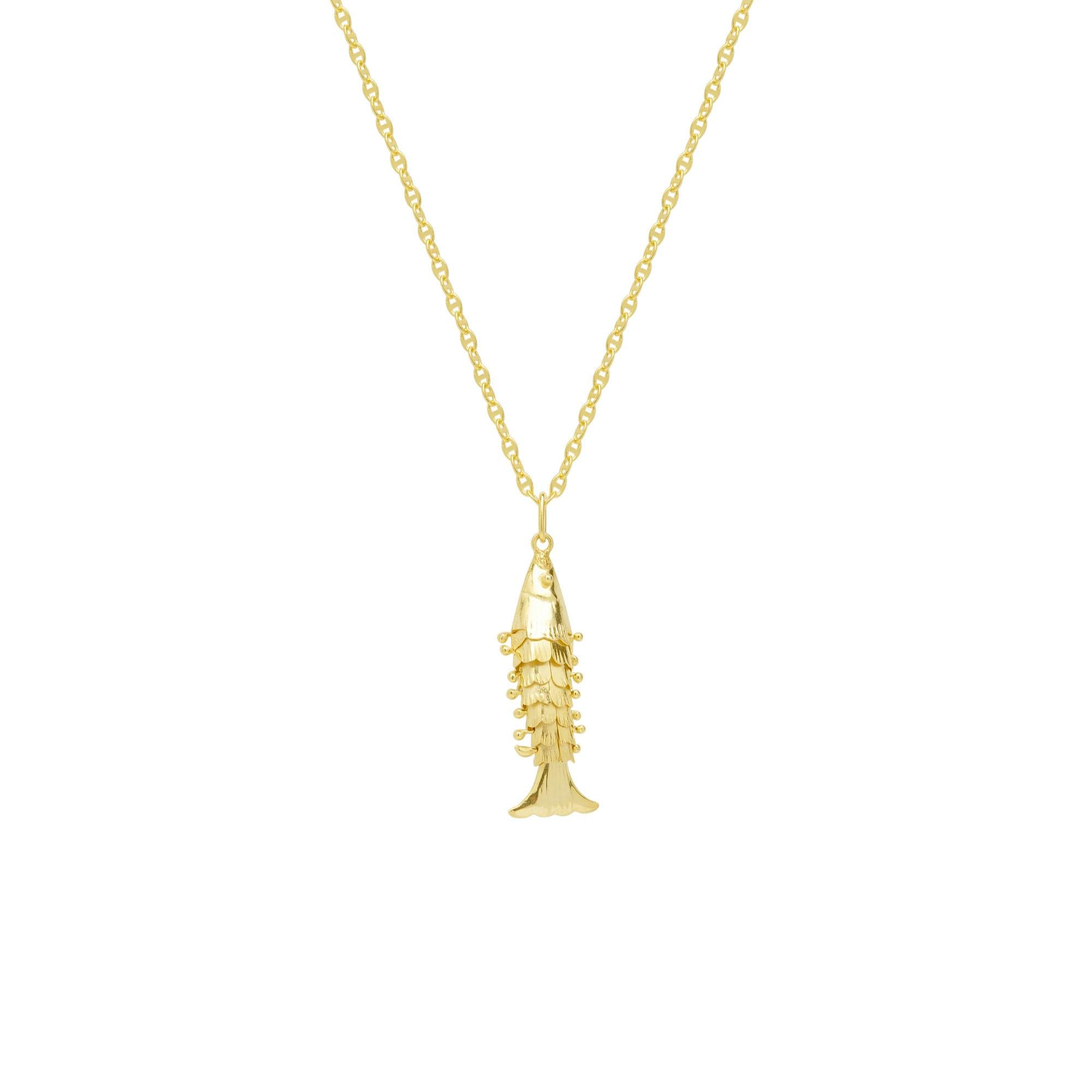 Spero London Silver Sterling Mariner Anchor Chain Sardinia Fish Necklace