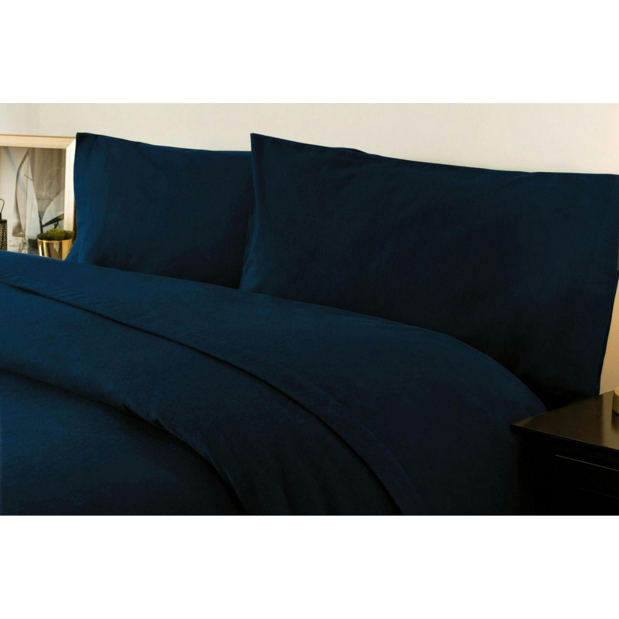 Belledorm Brushed Cotton Fitted Sheet - Navy - Navy - King - 100% Brushed Cotton