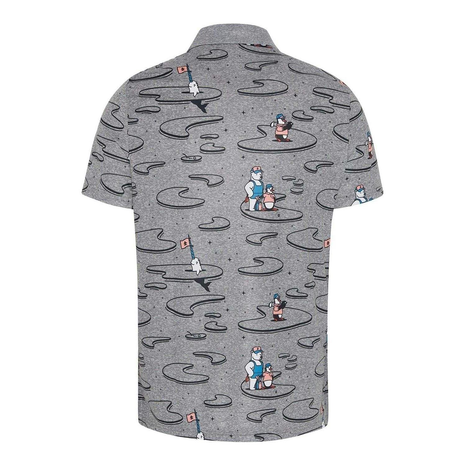 Original Penguin Men's Patterned Regular Polo Shirt - Quiet Shade - S - Quiet Shade - 56% Polyester/30% Recycled Polyester/14% Elastane