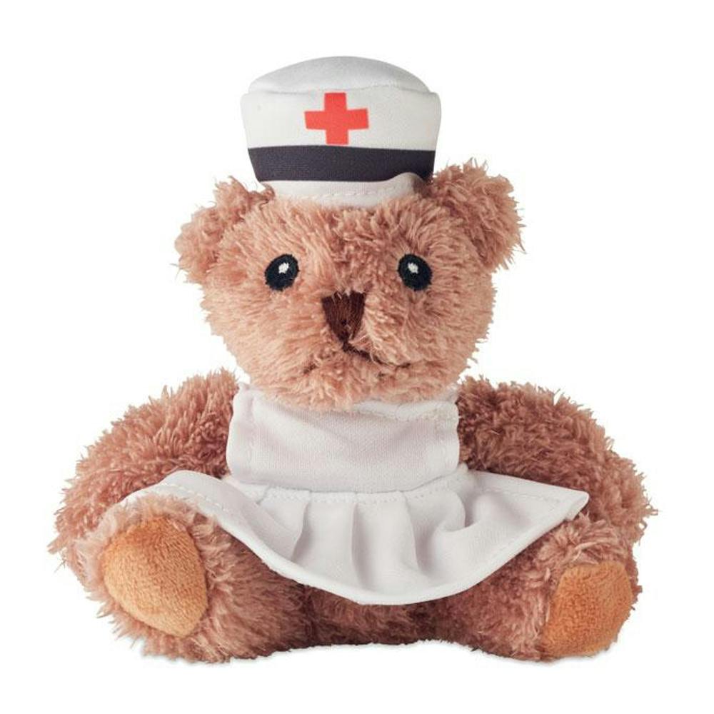 Midocean White/Brown Nurse Plush Teddy Bear - One Size