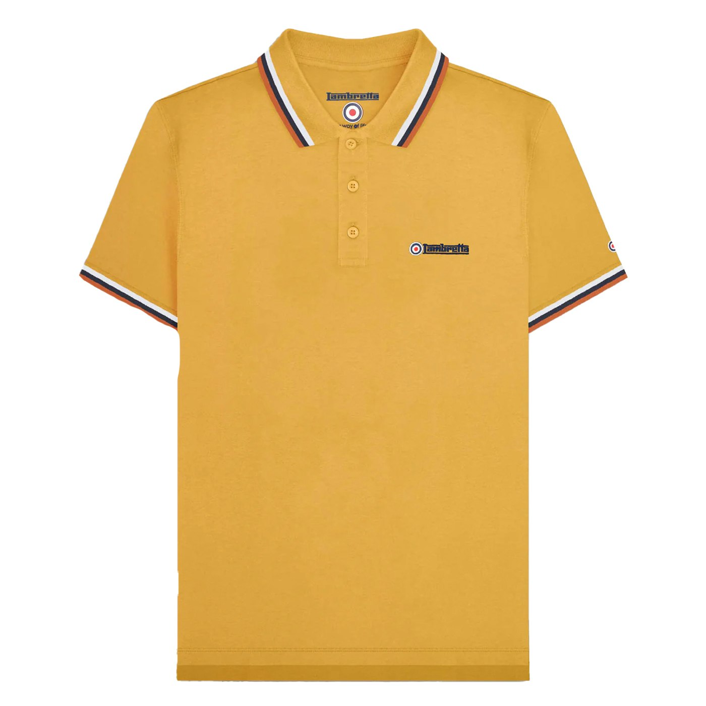 Lambretta Men's Gold Ss25 Triple Tipped Polo Shirt - Small