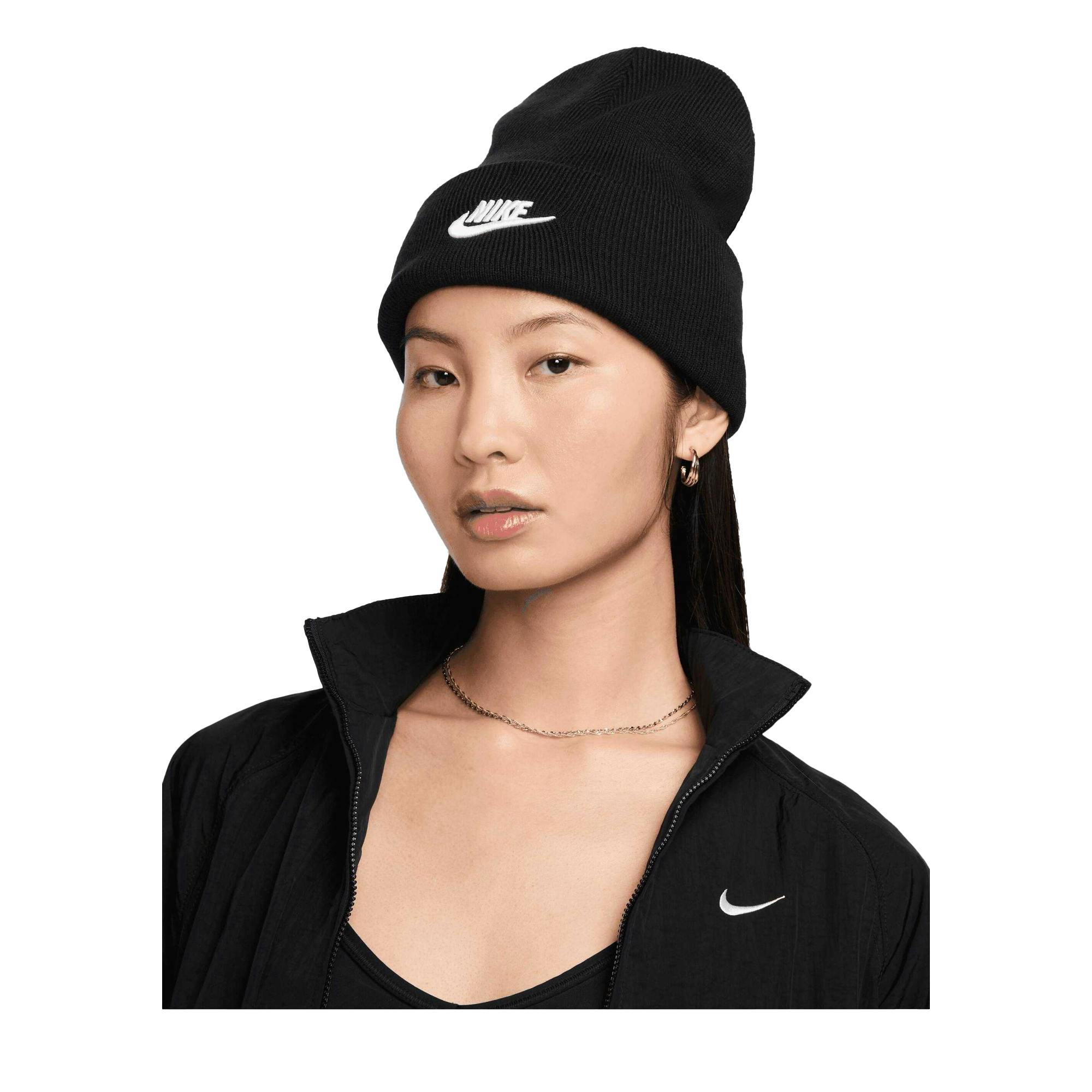 Nike Unisex Black/White Adult Futura Peak Beanie - One Size - 80% Polyester/20% Nylon