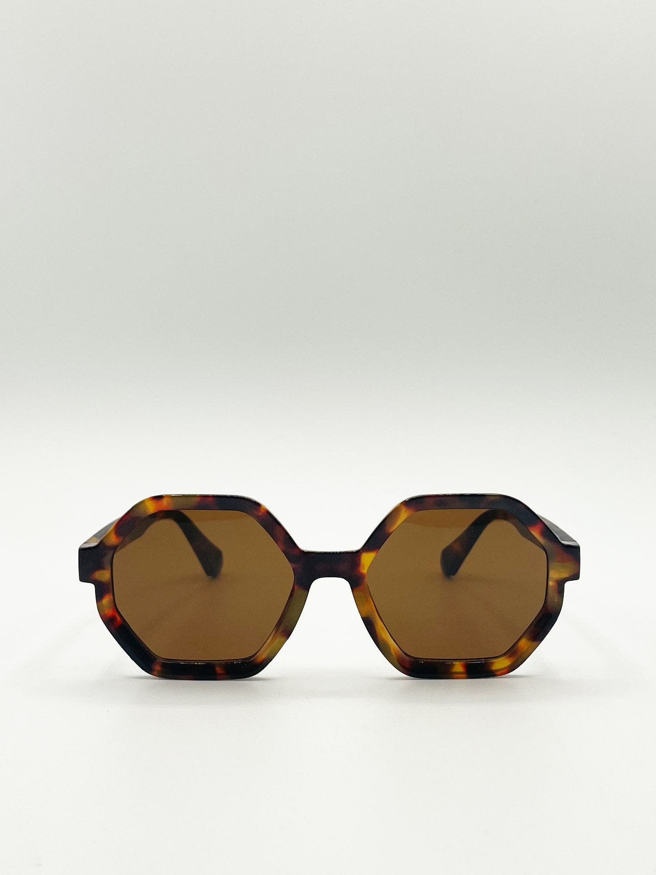 Svnx Brown Tortoiseshell Oversized Hexagon Frame Sunglasses - One Size - Tortoiseshell