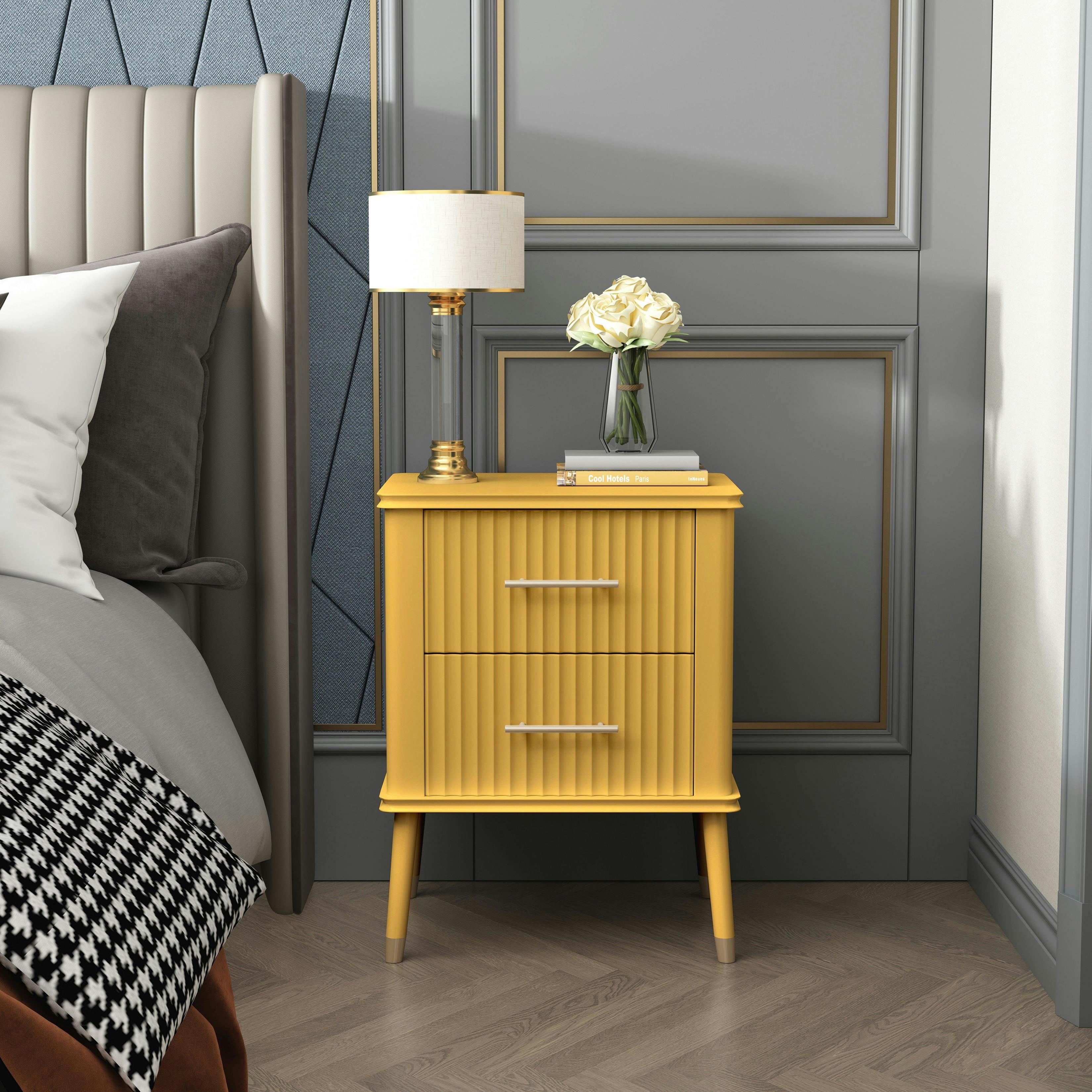 Cabinet Bits Unisex Mustard Cozzano Drawer Bedside Table In Size 2 - Image 3