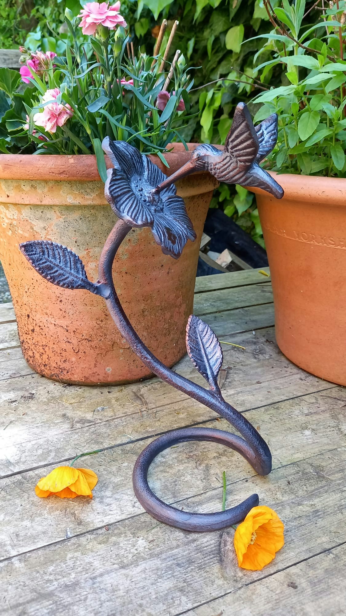 Inspirational Gifting Bronze Hummingbird Garden Sculpture Ornament Decor - Cast Aluminium - 1