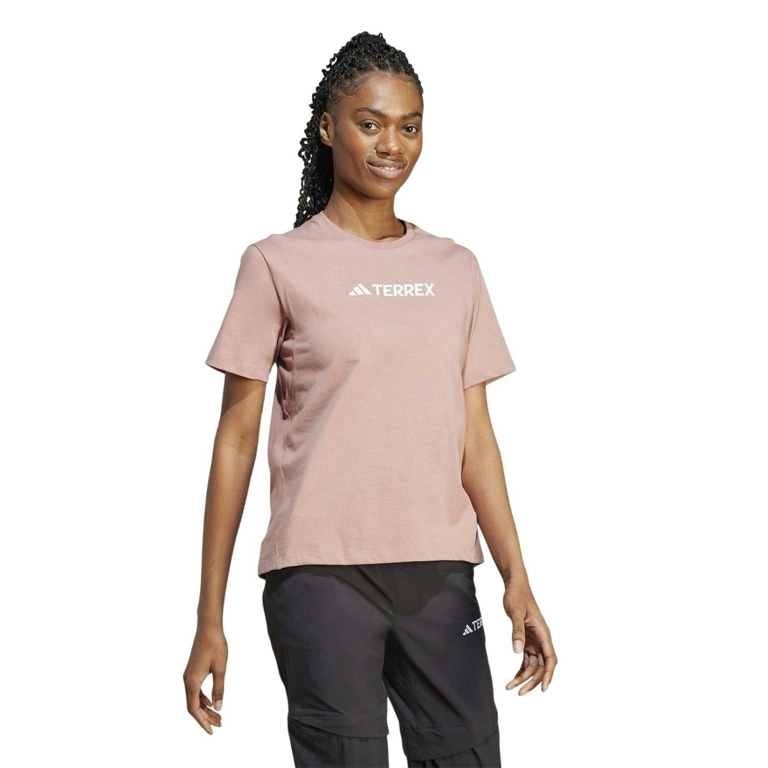 Adidas Women's Terrex Classic Logo T-Shirt - Clay - 16 Uk - Clay - 100% Cotton