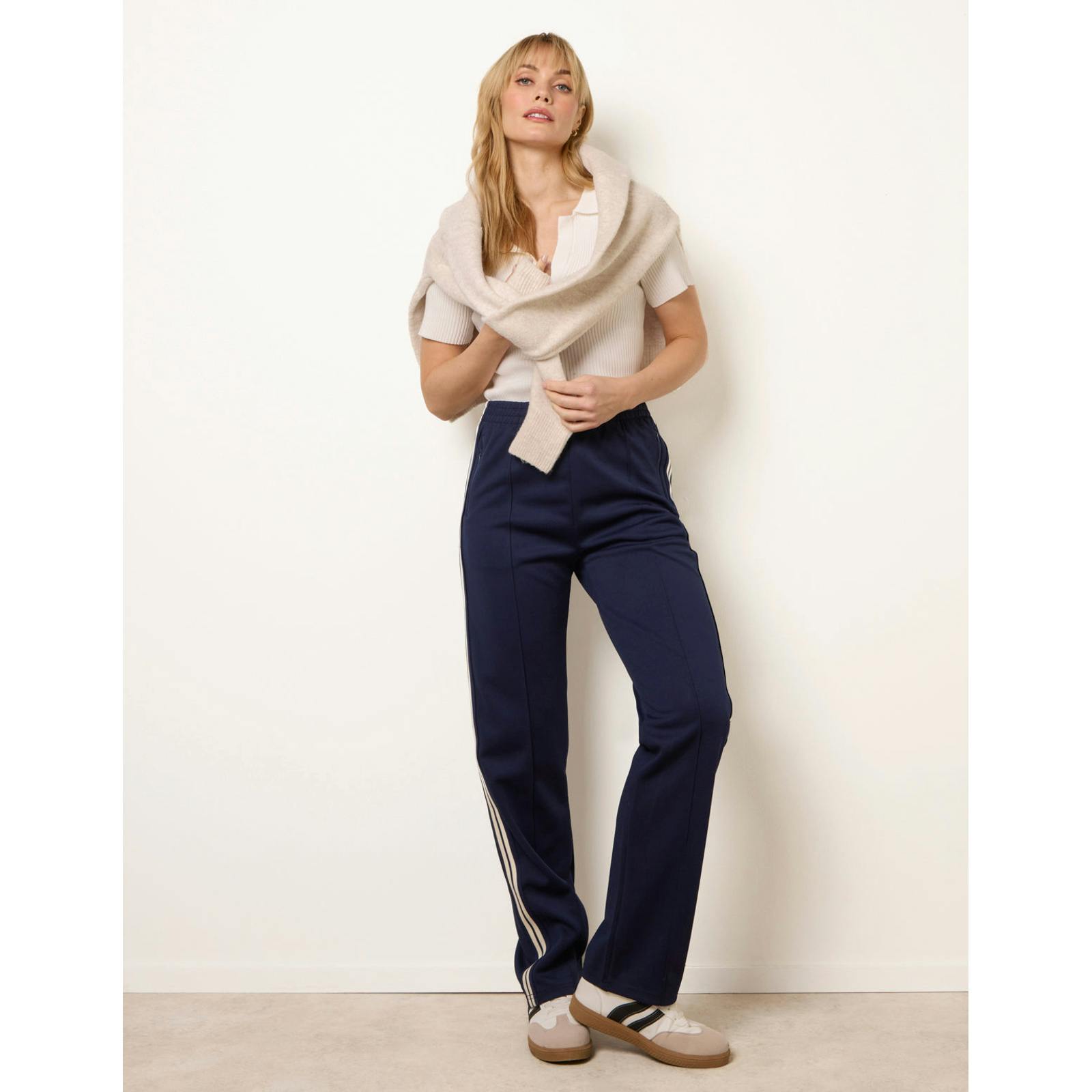 Blue Vanilla Side Stripe Sport Trousers - M - Navy