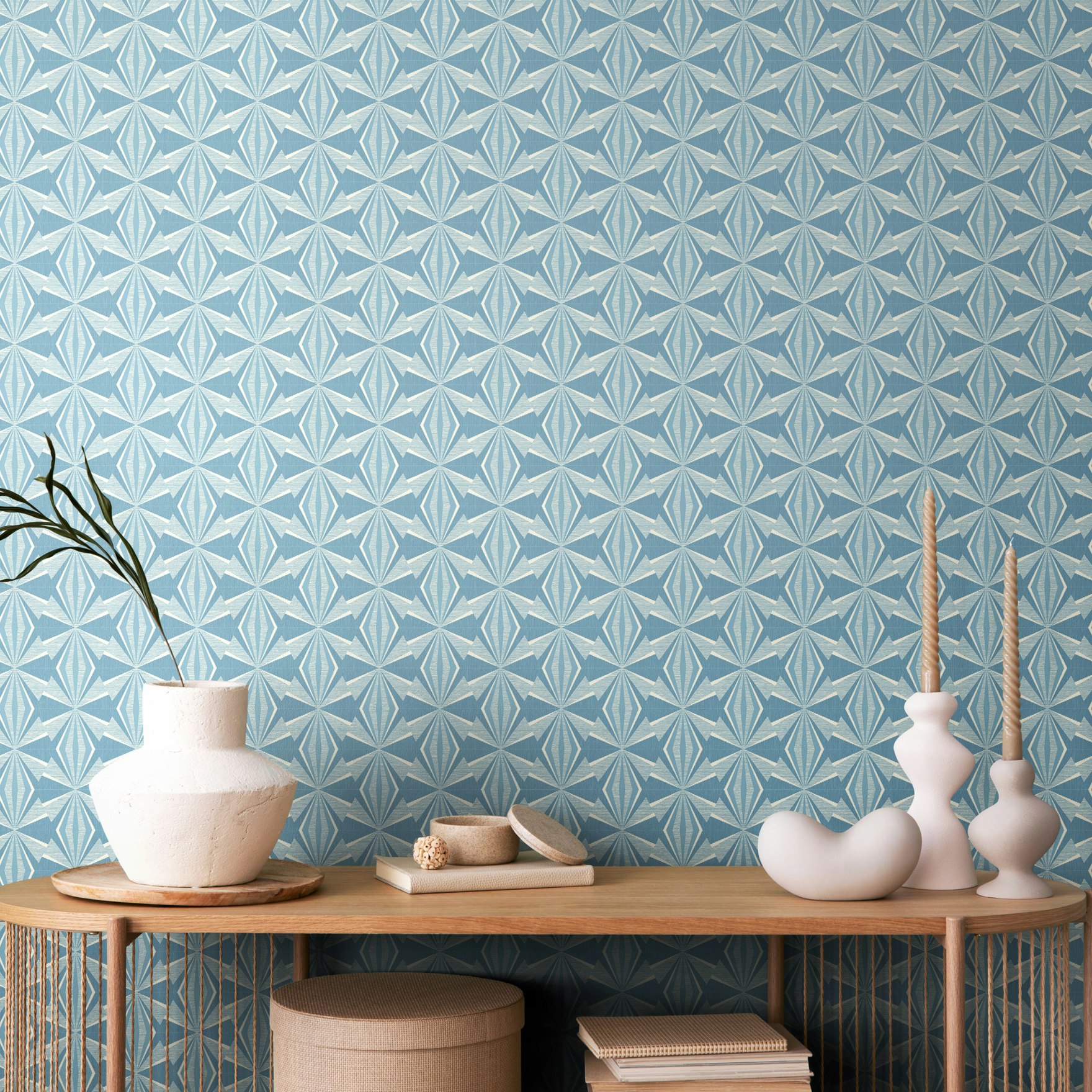 Hoopla Walls Blue Sunray Diamond - 10M Wallpaper