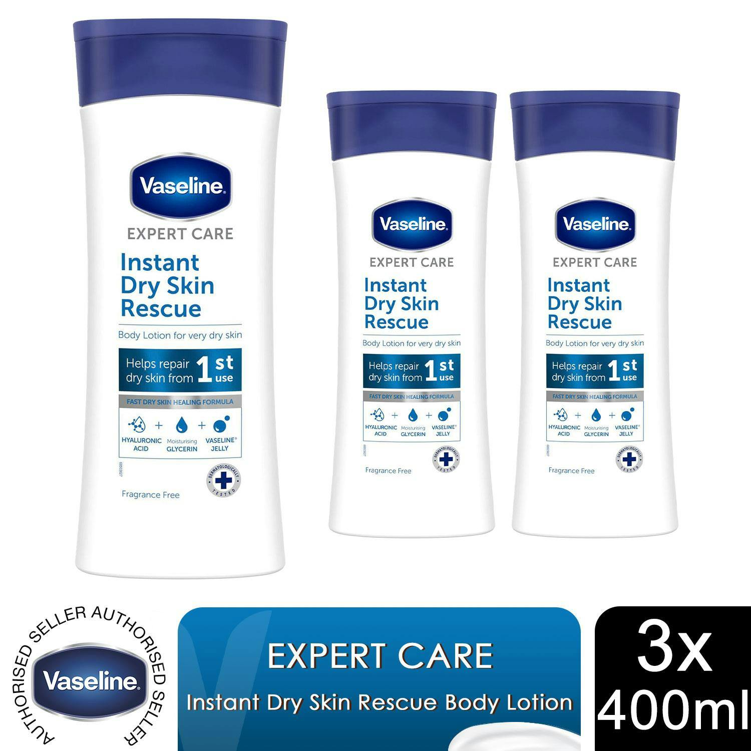 Vaseline 3X 400Ml Expert Care Instant Dry Skin Rescue Body Lotion For Dry Skin