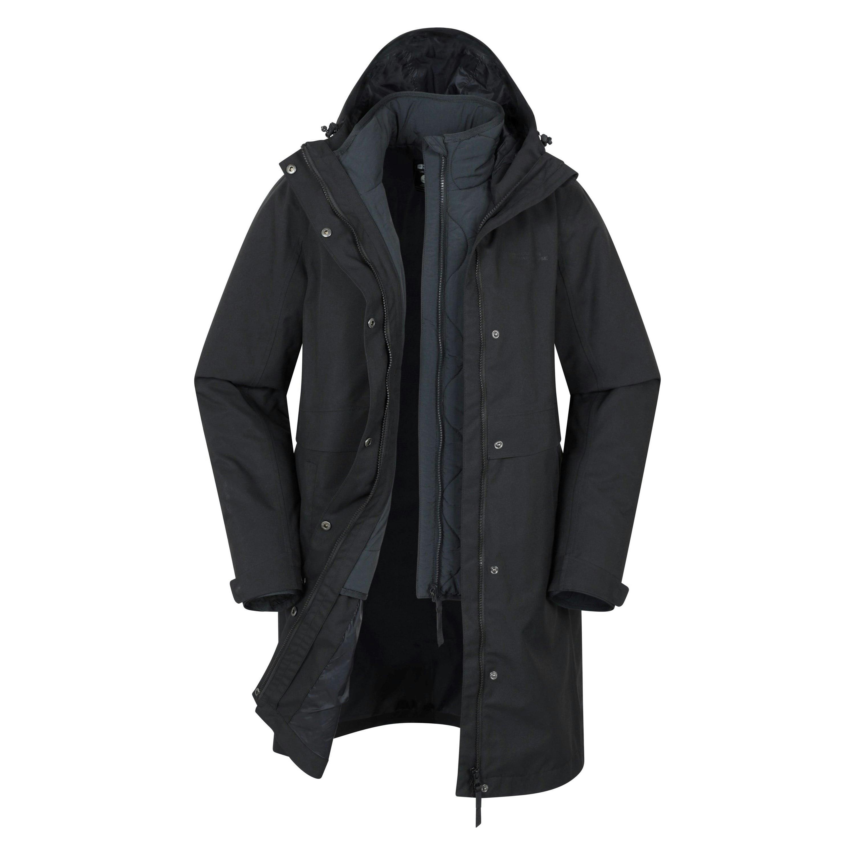 Mountain Warehouse Women's Black Luna 3 In 1 Long Waterproof Jacket - 6 Uk - 100% Mixed