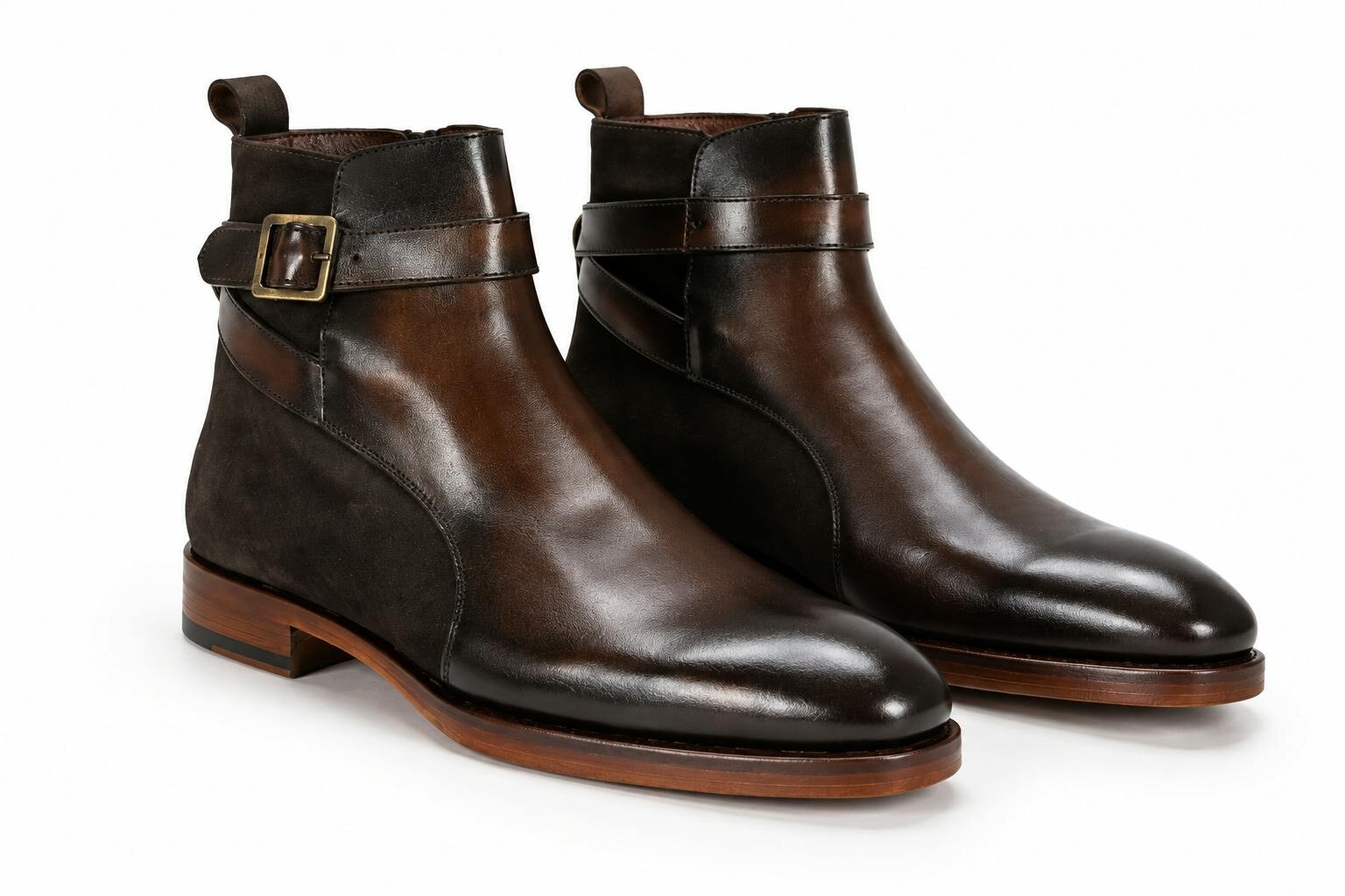 Claudio Lugli Men's Brown Hand-Painted Suede & Leather Boots - Image 2