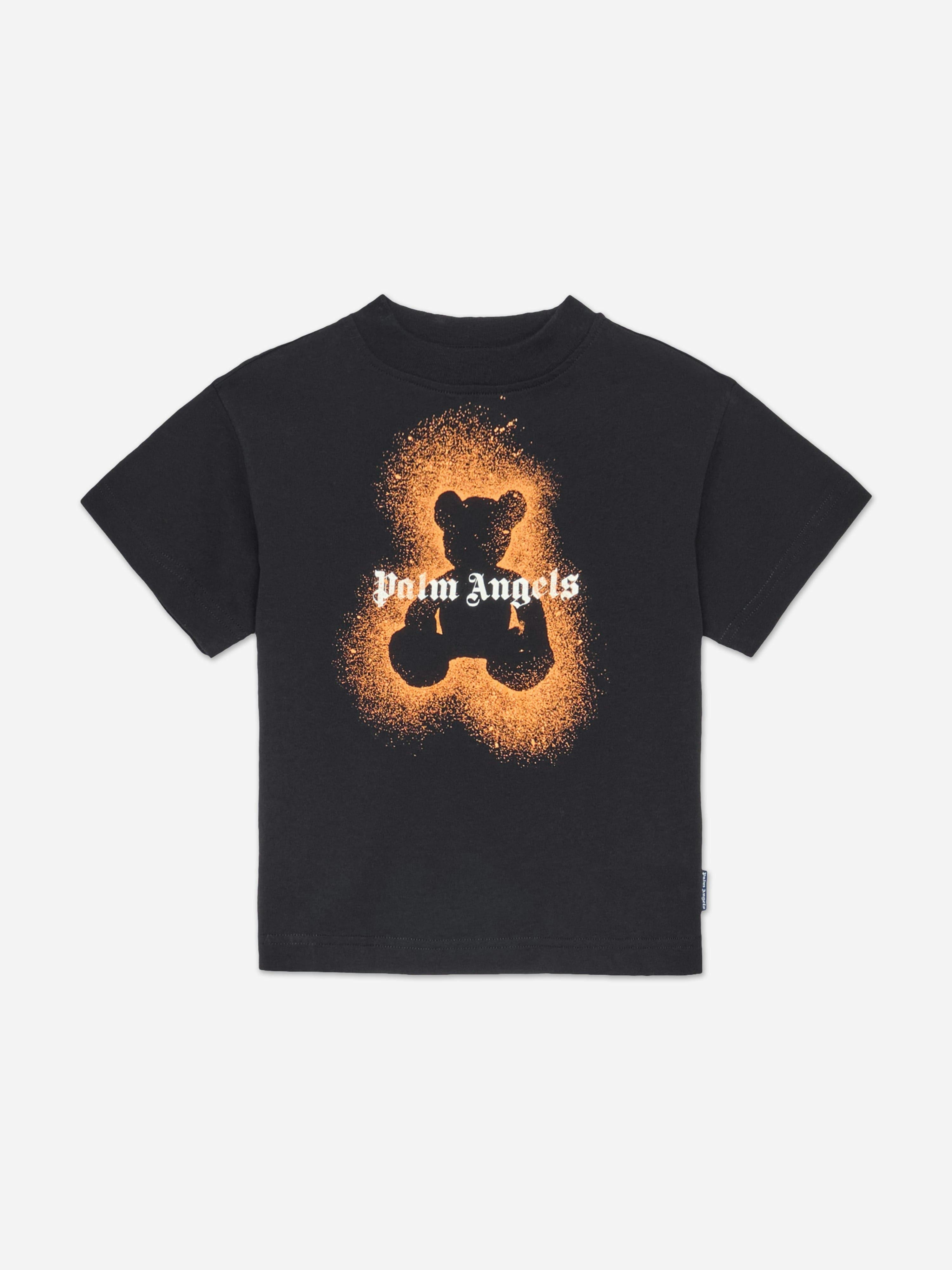 Palm Angels Boys Black Spray Bear Regular T-Shirt In - 8 Yrs