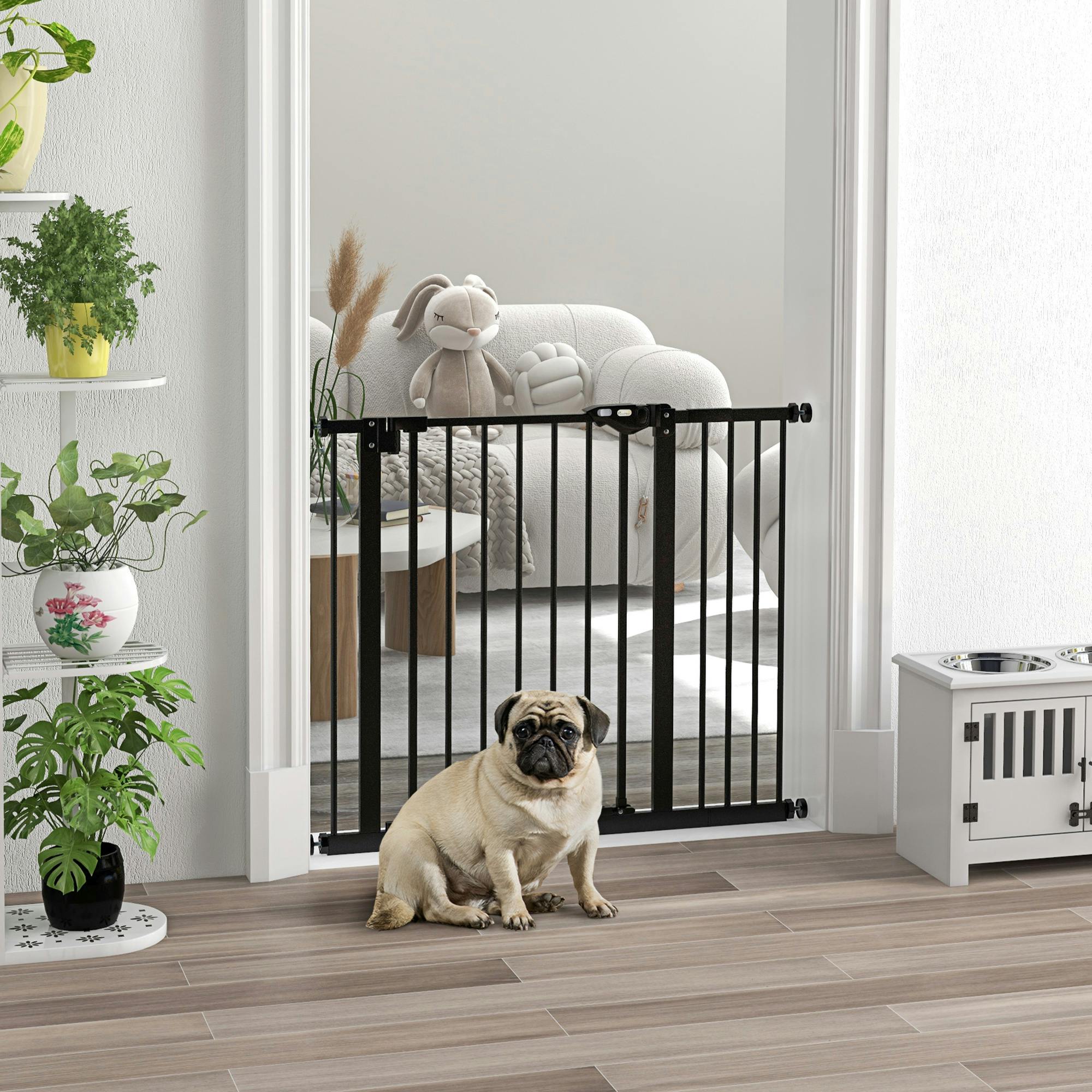 Pawhut Adjustable Safety Gate W/ 1 Extensions And Four Adjustable Screws, Black - Image 4