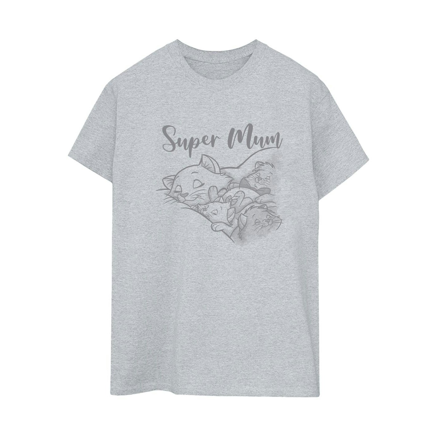 Disney Women's Grey / The Aristocats Marie Super Mum Cotton Boyfriend T-Shirt - Sports - Sports - Medium