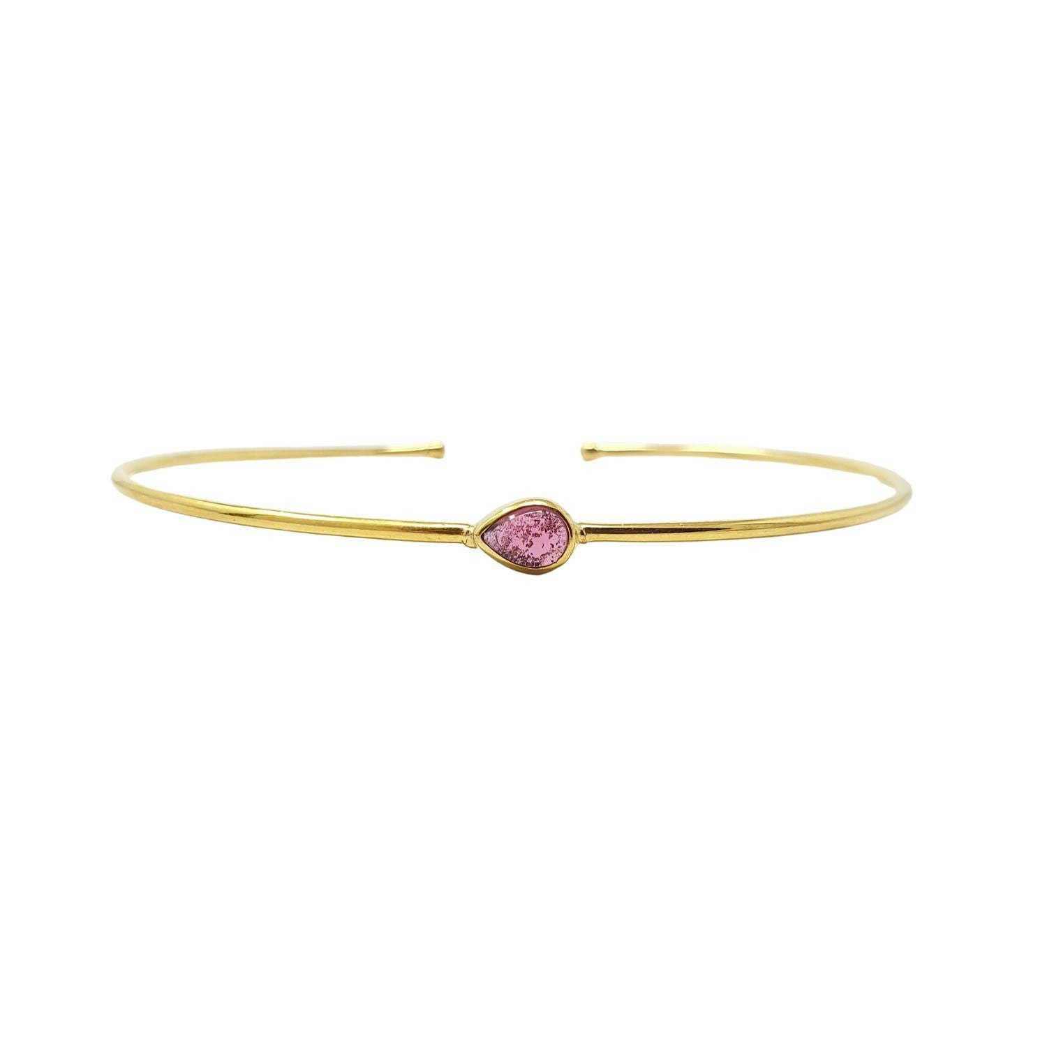 Harfi Gold Plated Minimalist Ruby July Birthstone Bangle