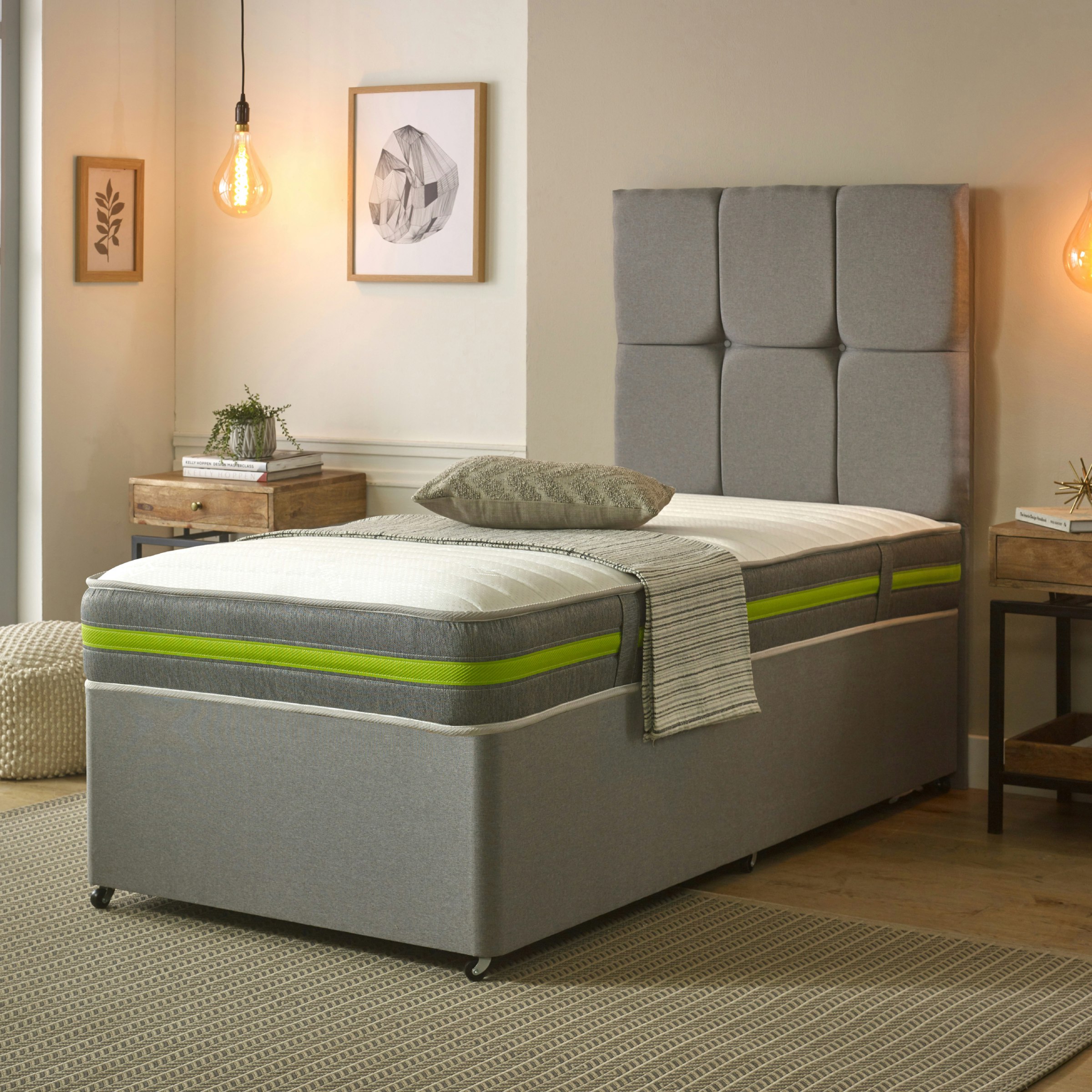 Starlight Beds Green Horizon Harmony Hybrid Mattress - 8" Deep, Soft Feel, Plush Quilted Surface - 1 - 2Ft6 Shorty Small Single Mattress (75Cm X 175Cm)