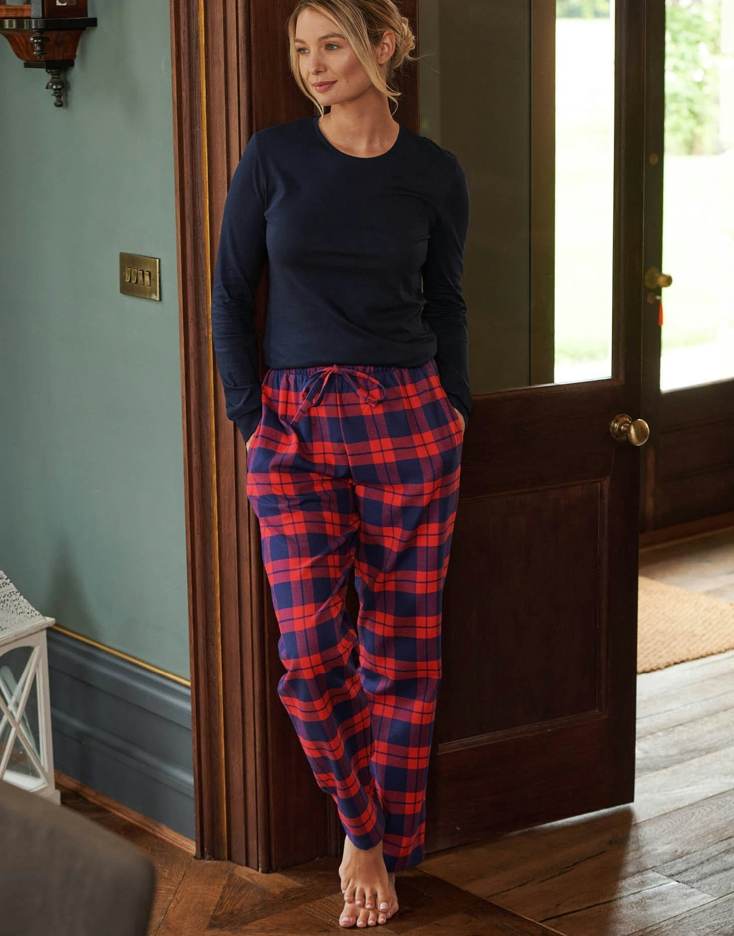 British Boxers Women's Brushed Cotton Pyjama Trousers – Dumbarton Tartan - Petite