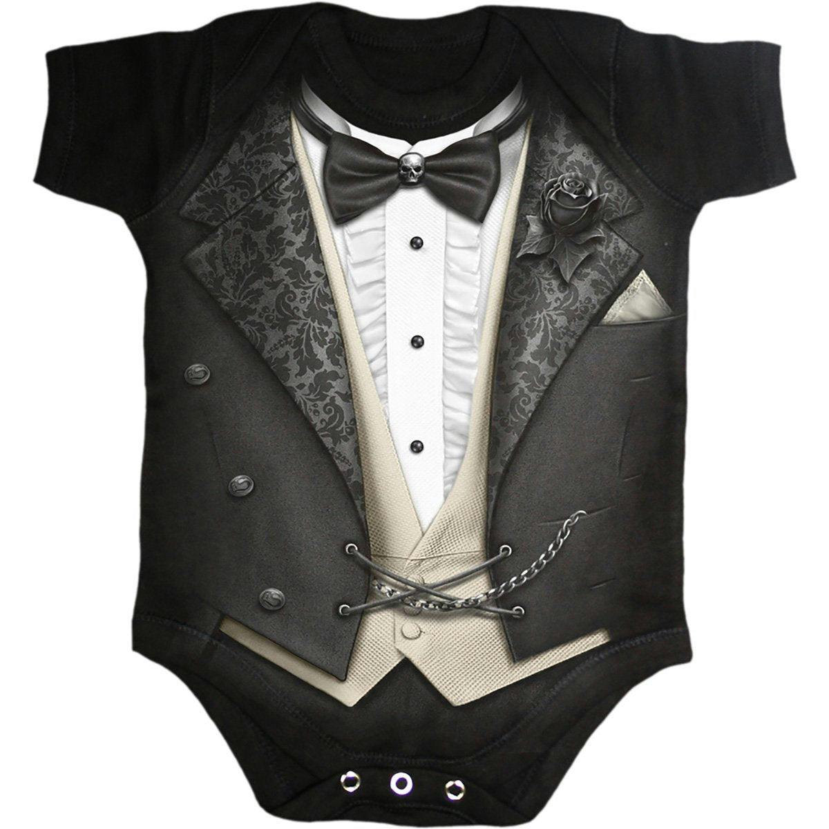 Spiral Direct Black Tuxed - Baby Sleepsuit - Xs - Screen