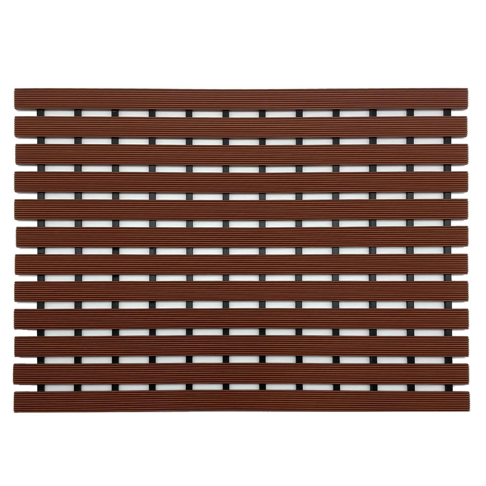 Nicoman Brown Non-Slip Pvc Duckboard Shower Mat - 61Cm X 43Cm