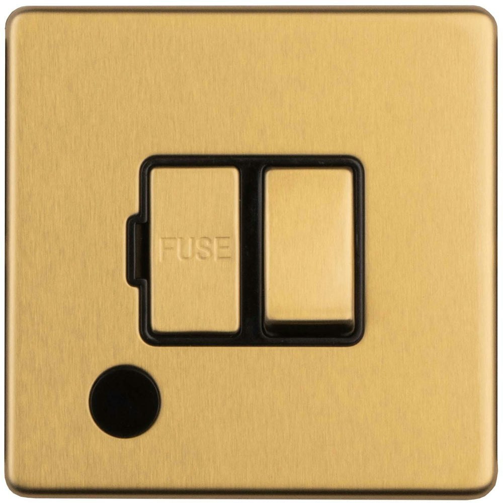 Rackhams 1 Gang 13A Switched Fuse Spur & Flex Outlet SCREWLESS SATIN BRASS Isolation