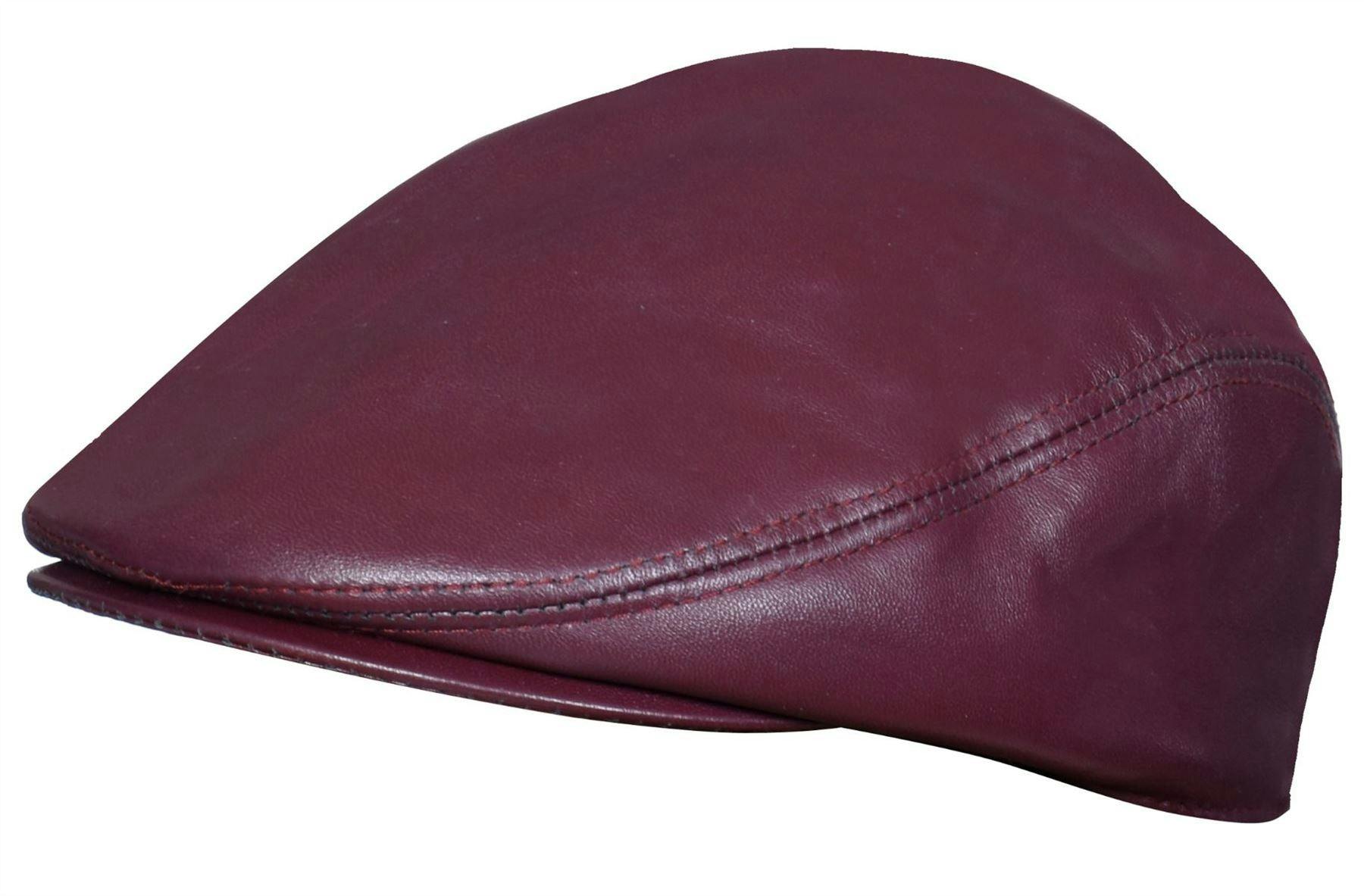Infinity Leather Men's Burgundy Leather Peaky Blinders Newsboy Flat Hat - 59