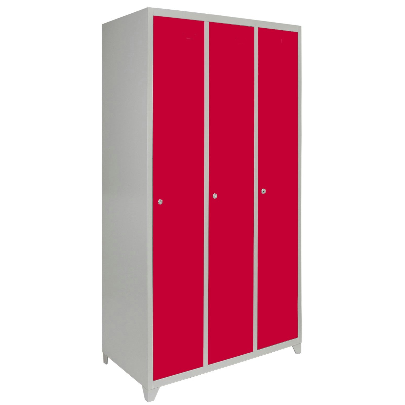 Rackhams Red Metal Storage Lockers - Three Doors Wide,