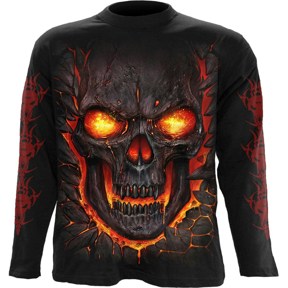 Spiral Direct Black Skull Lava - Longsleeve T-Shirt - Xxl