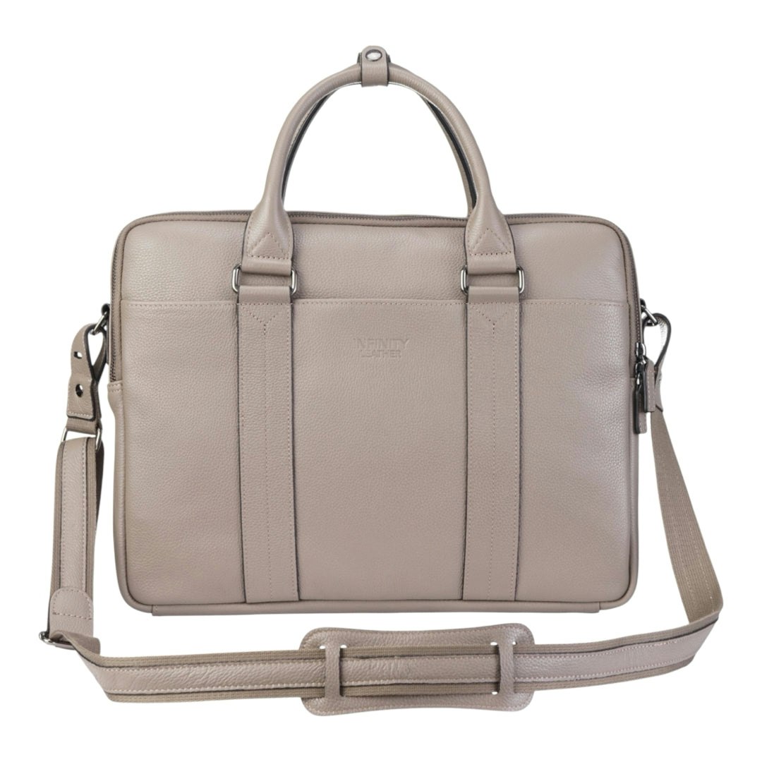 Infinity Leather Grey Sutton - Genuine Leather Laptop Bag