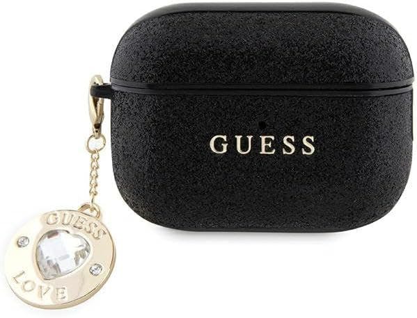 Guess Black Fixed Glitter Heart Diamond Charm Case For Airpods 2 Pro - Guap2pgehcdk