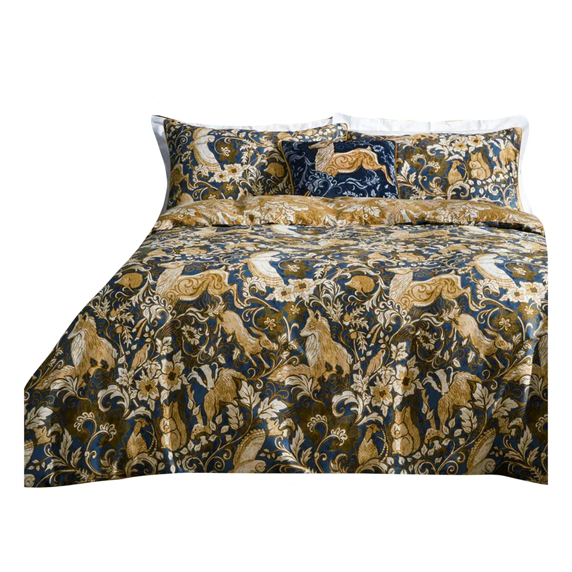 Rackhams Blue Harewood British Cotton Animals Duvet Cover Set - Single - 100% Cotton