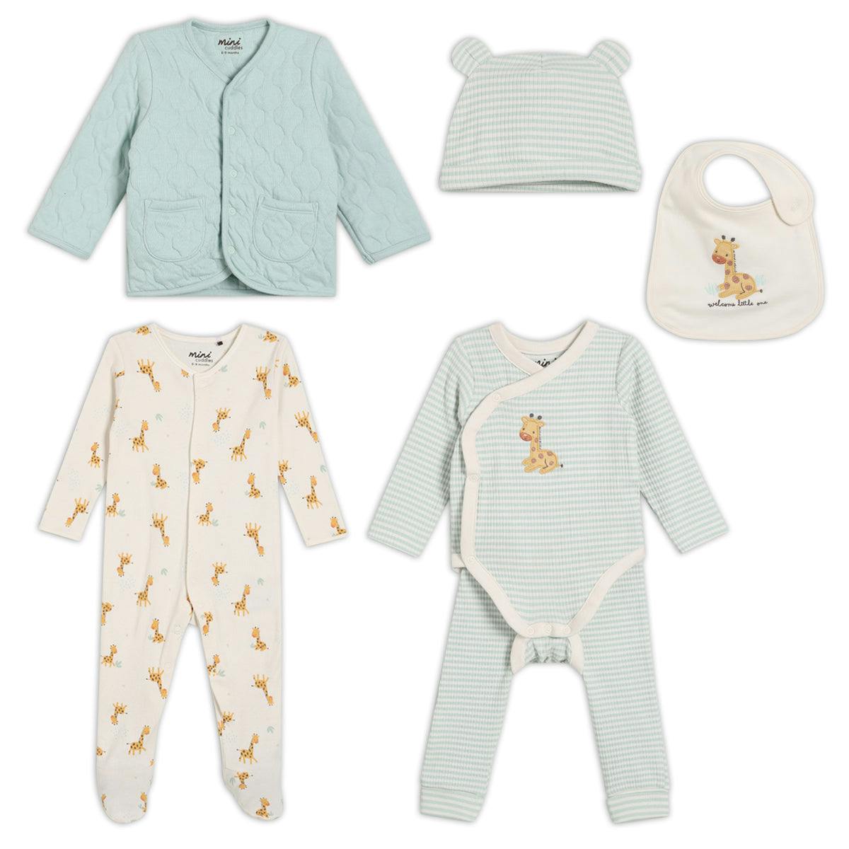 Mini Cuddles Unisex Infant Baby 6Pc Essentials Gift Set, Multicolour - 3-6 Months