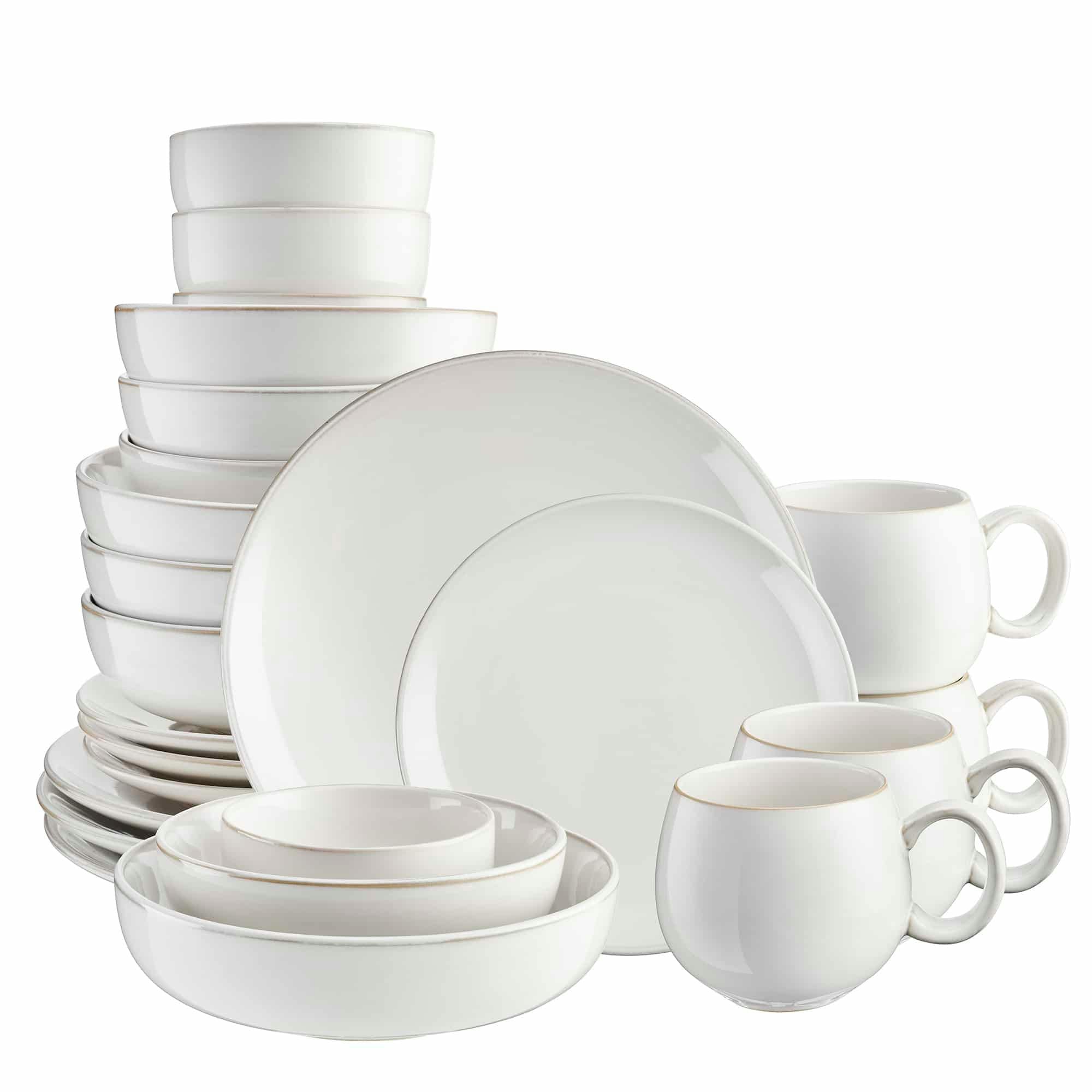 Cooks Professional 24-Piece Nordic Tableware Set - Stoneware - White - Image 3