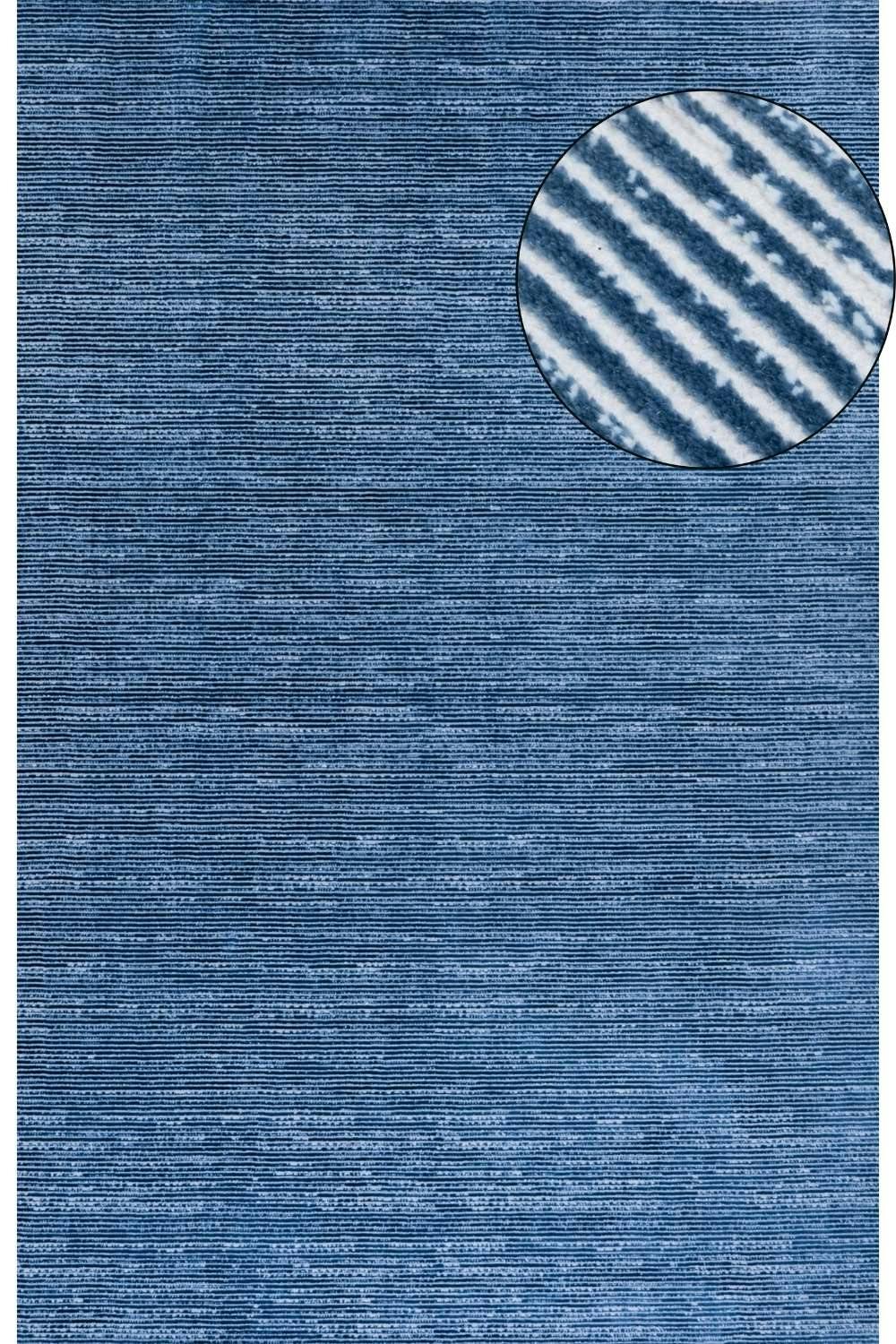 The Rugs Blue/Cream Carmel Striped Rug | 6020 - 200X290 Cm
