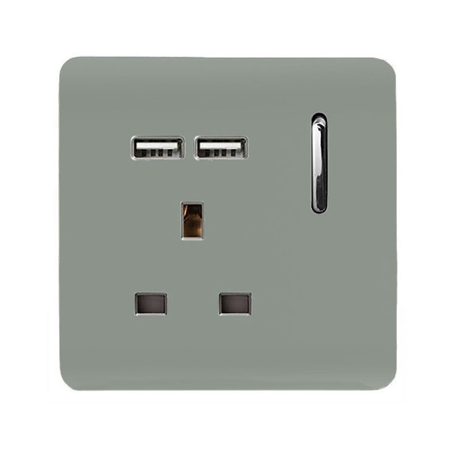 Trendi Switch 1 Gang 13 Amp 2.1 USB Plug Socket in Platinum Silver - Image 5