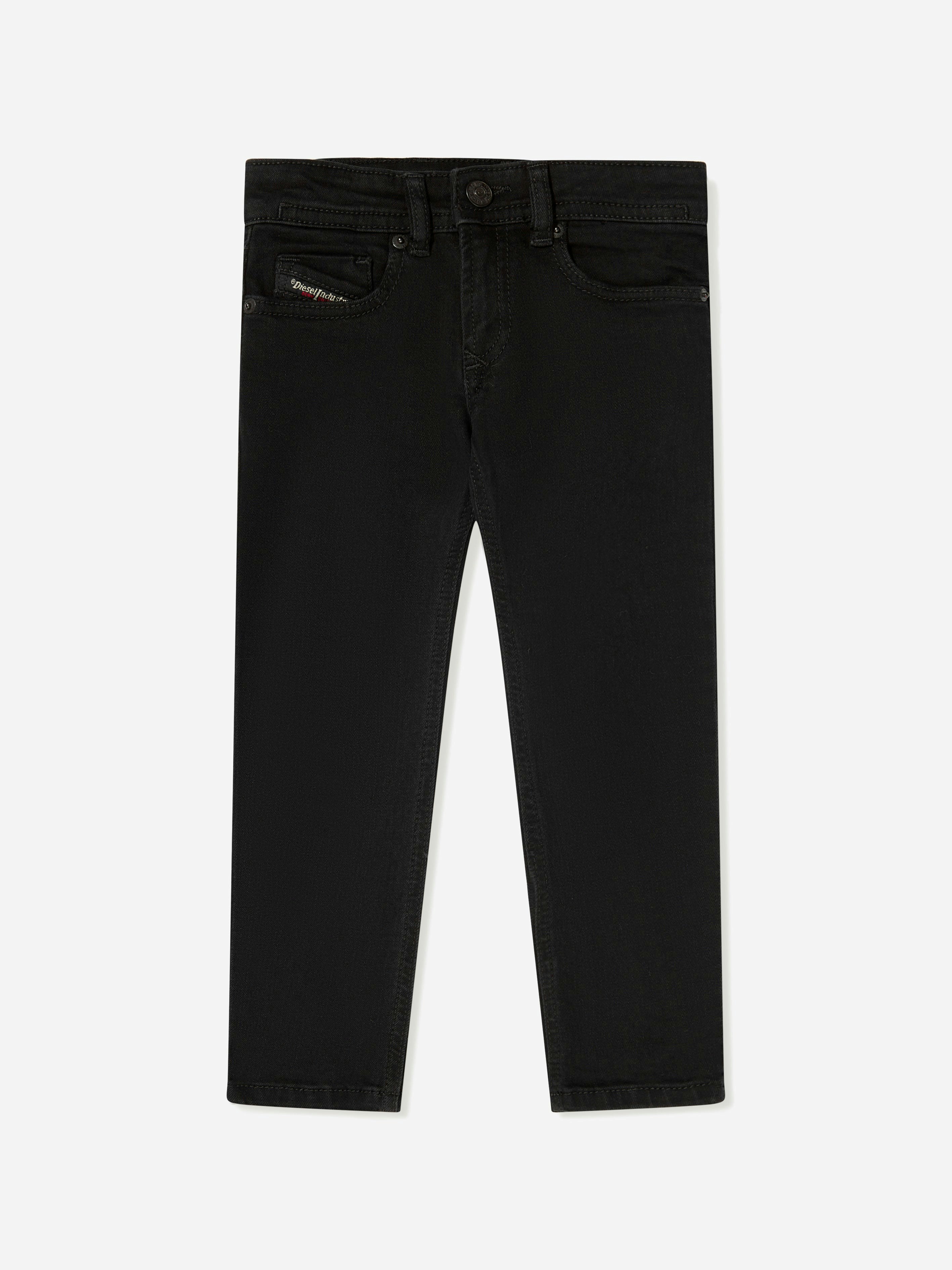 Diesel Boys Black Regular Fit Jeans In - 16 Yrs