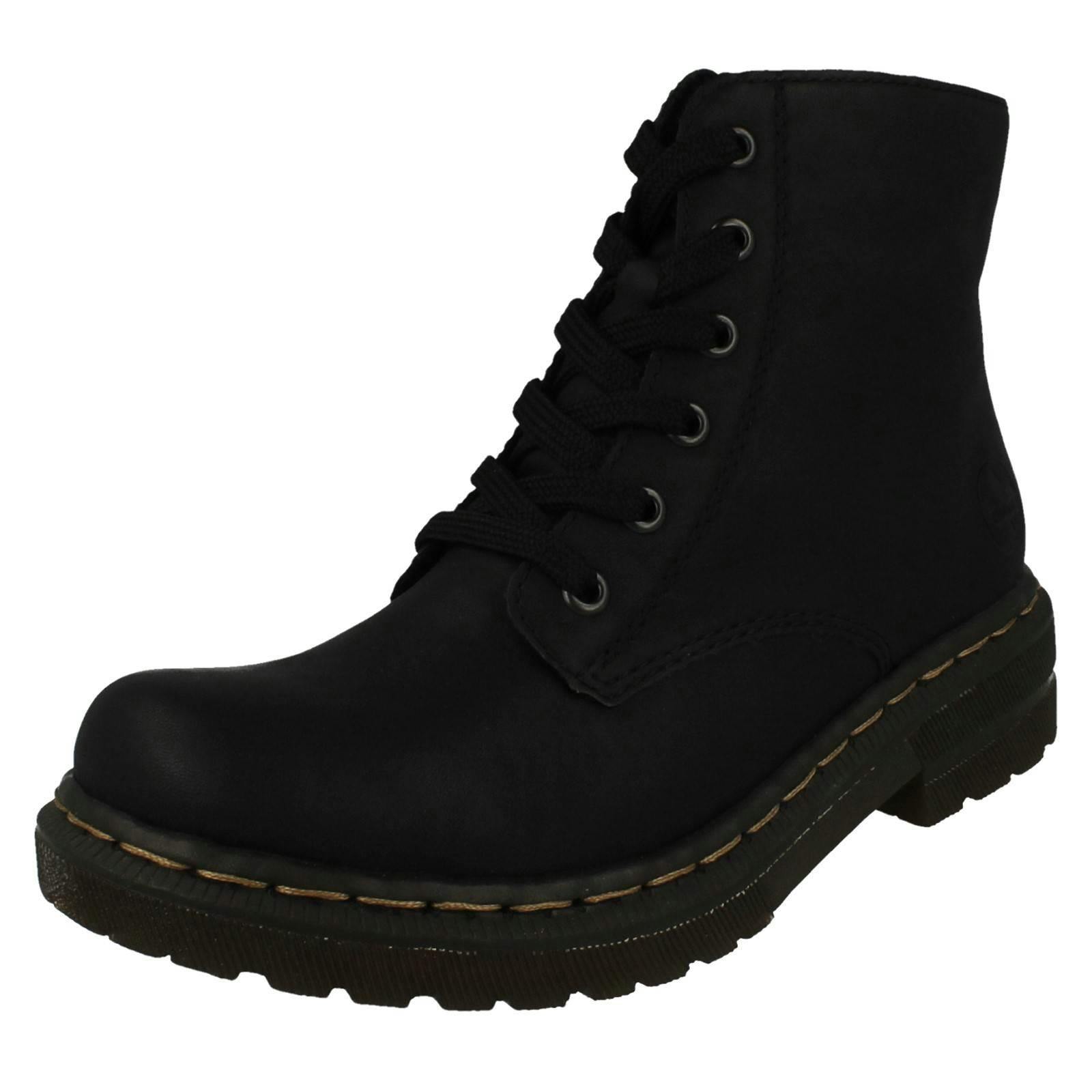 Rieker Women's Black Lace Up Detailed Ankle Boots 78240 - Uk 6.5