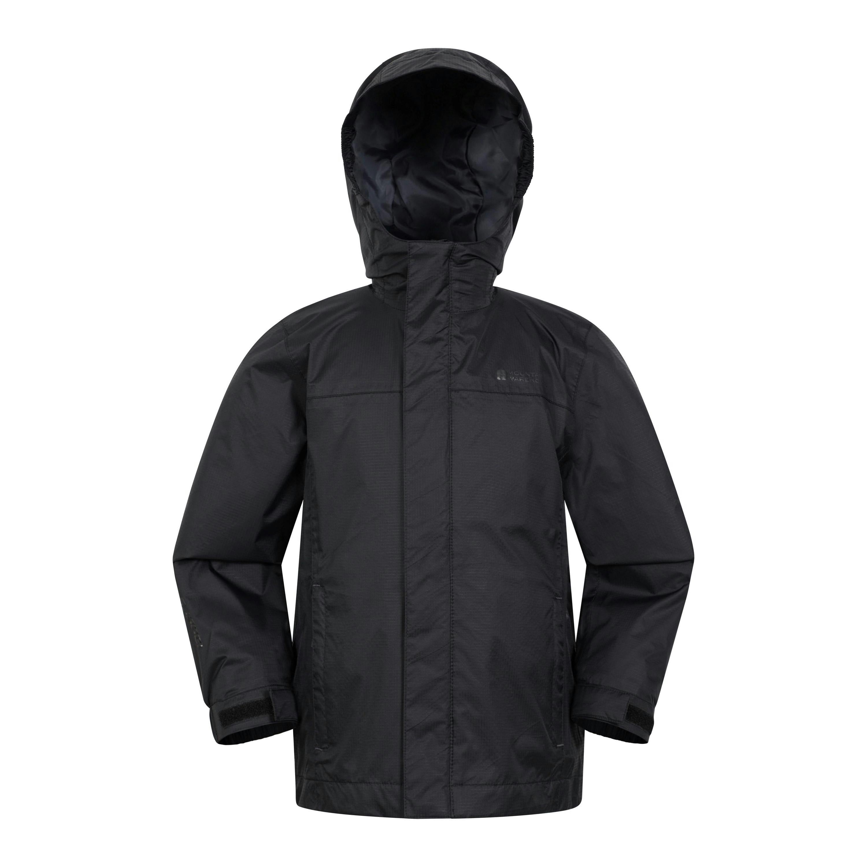 Mountain Warehouse Black Childrens/Kids Torrent Taped Seam Waterproof Jacket - Jet - 3-4 Years - Jet - 100% Nylon