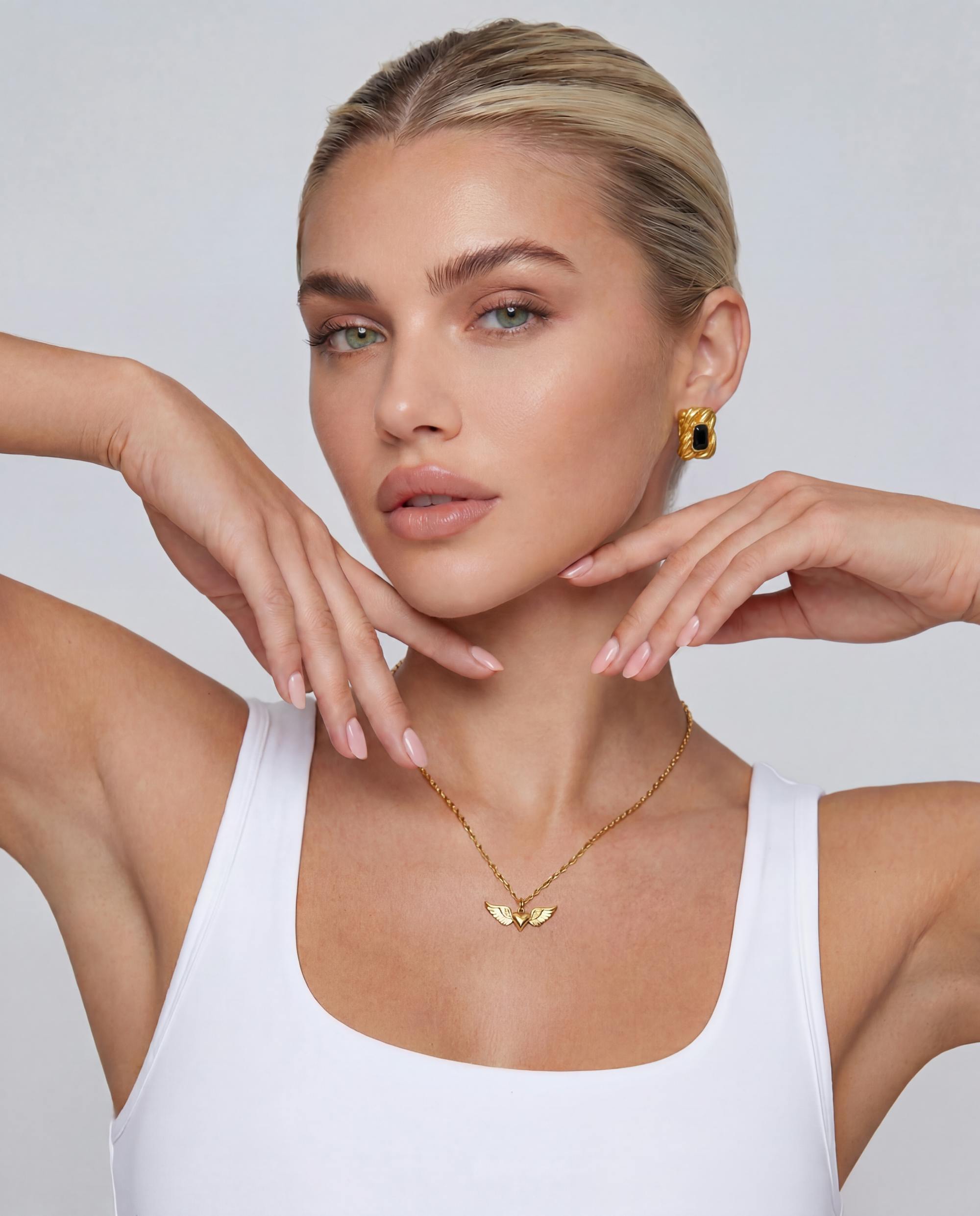 Elk & Bloom Gold 14K Winged Heart Pendant Necklace - No Thank You