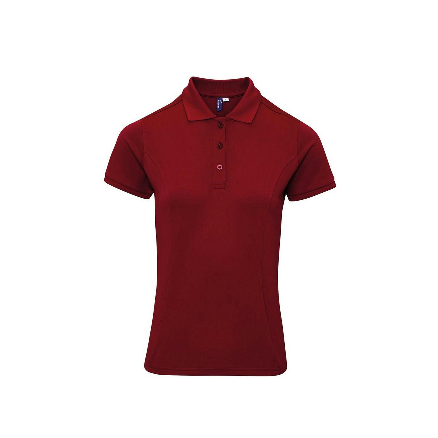 Premier Women's Burgundy Coolchecker Plus Polo Shirt In | Size: Medium - Image 3